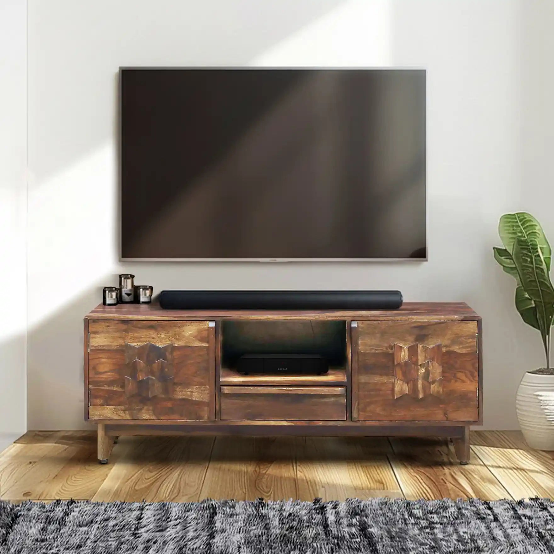 Durable sheesham wood tv unit solid tv cabinet Alford