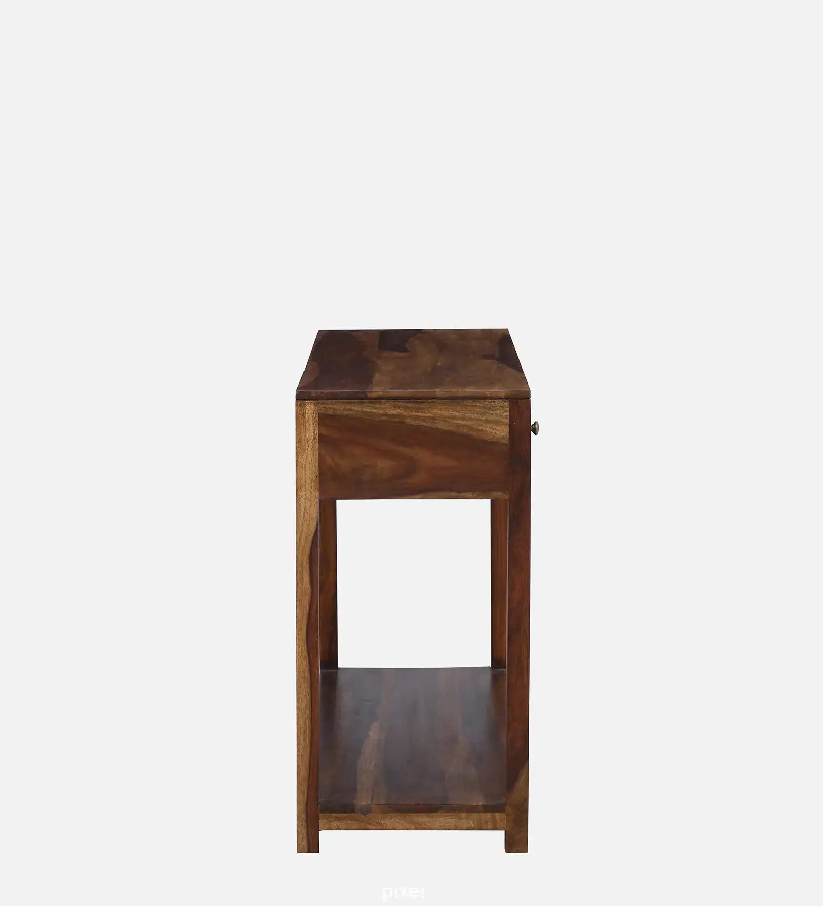 Elegant console table in solid wood Rudra style for living room decor setup
