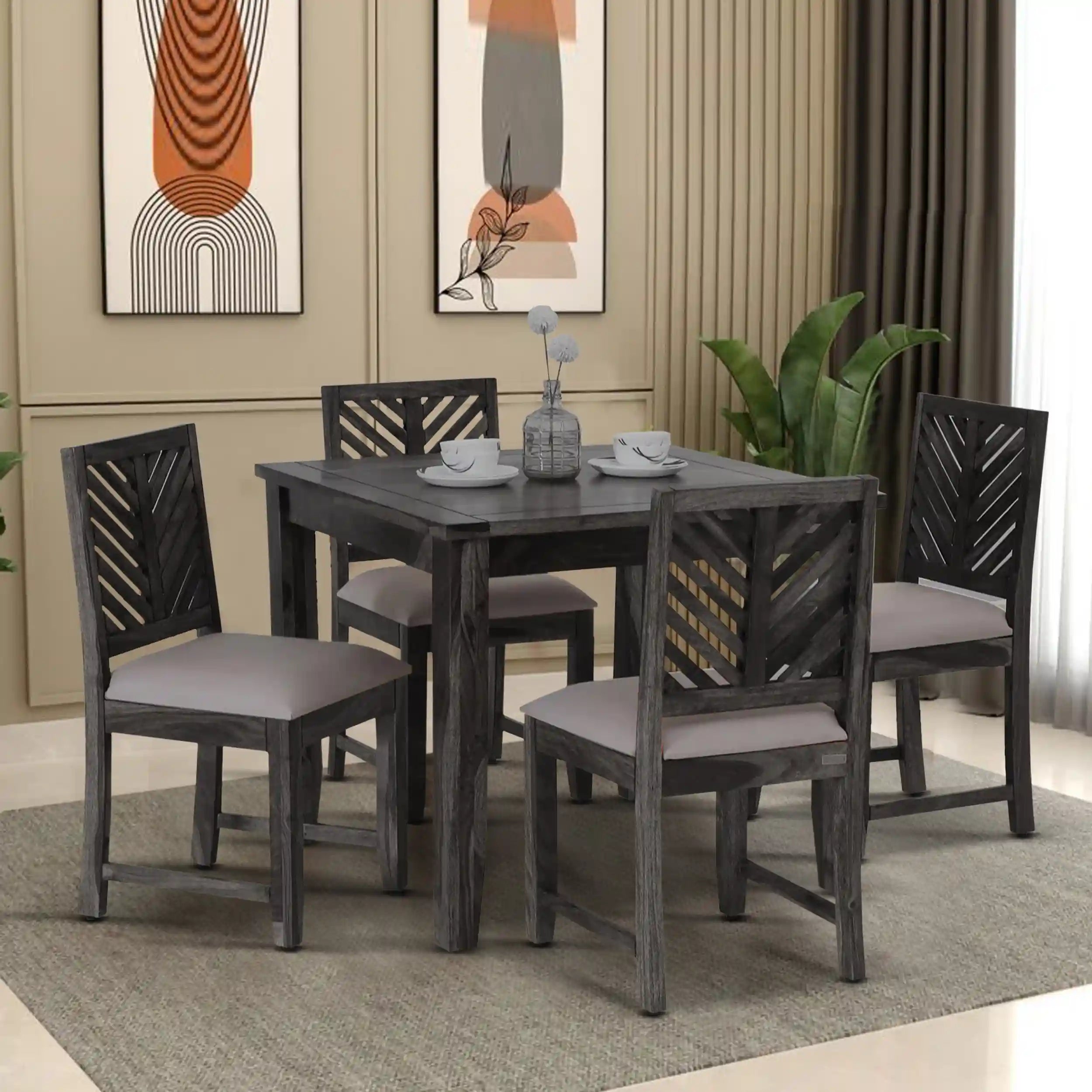 Elista dining table set four seater solid wood best quality furniture India
