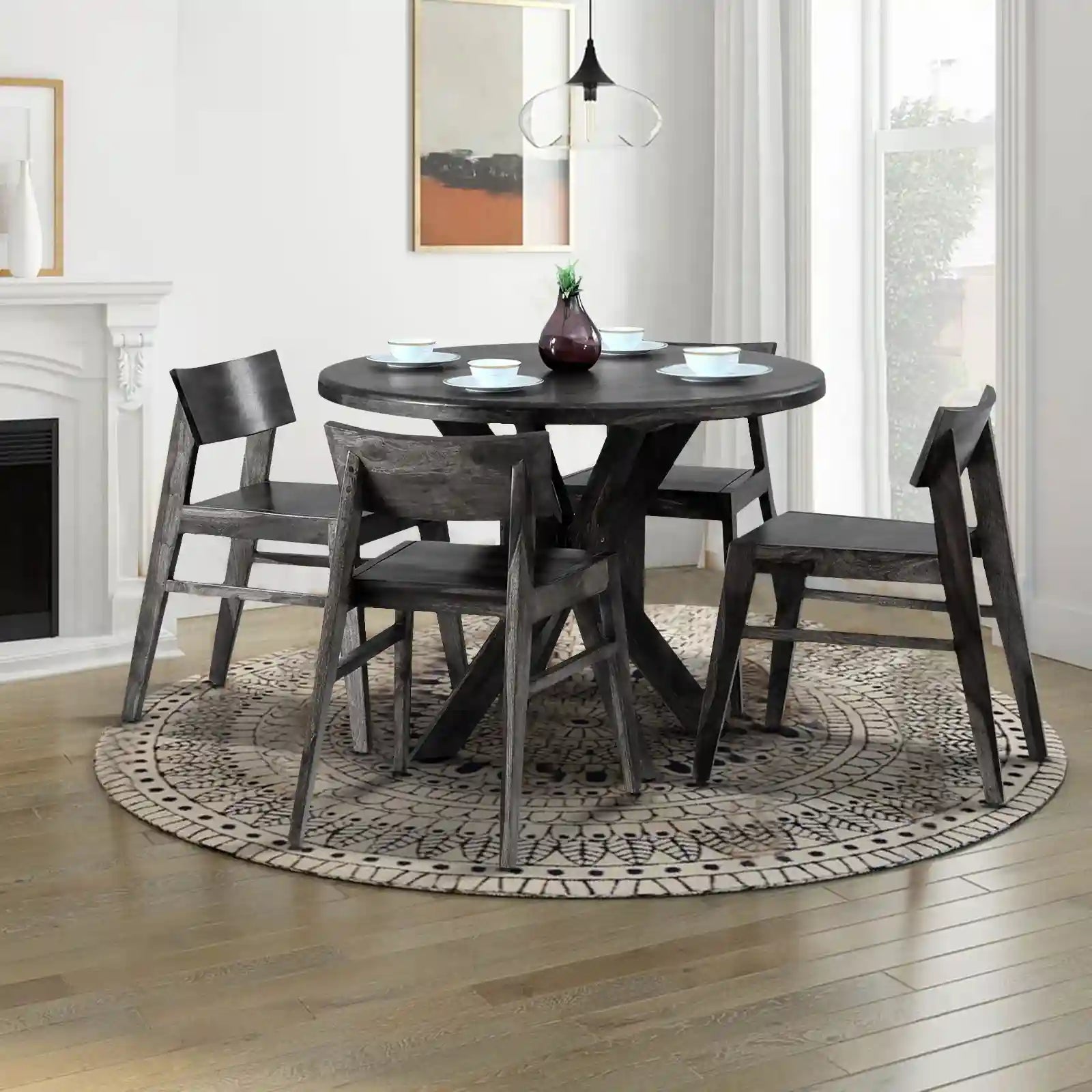 Drew dining set four seater strong wood suitable for everyday use