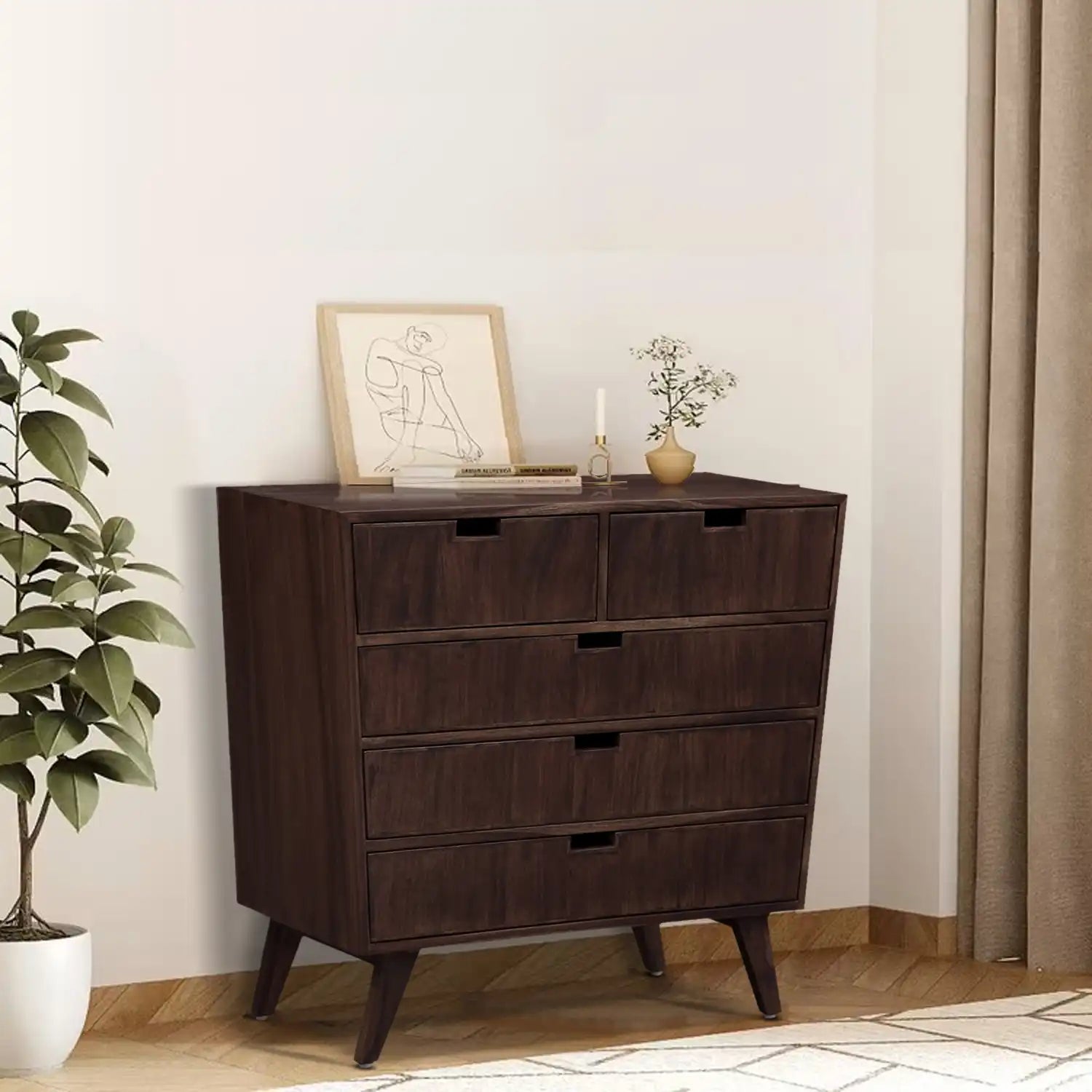 Handcrafted Mario wooden drawer chest sheesham storage design