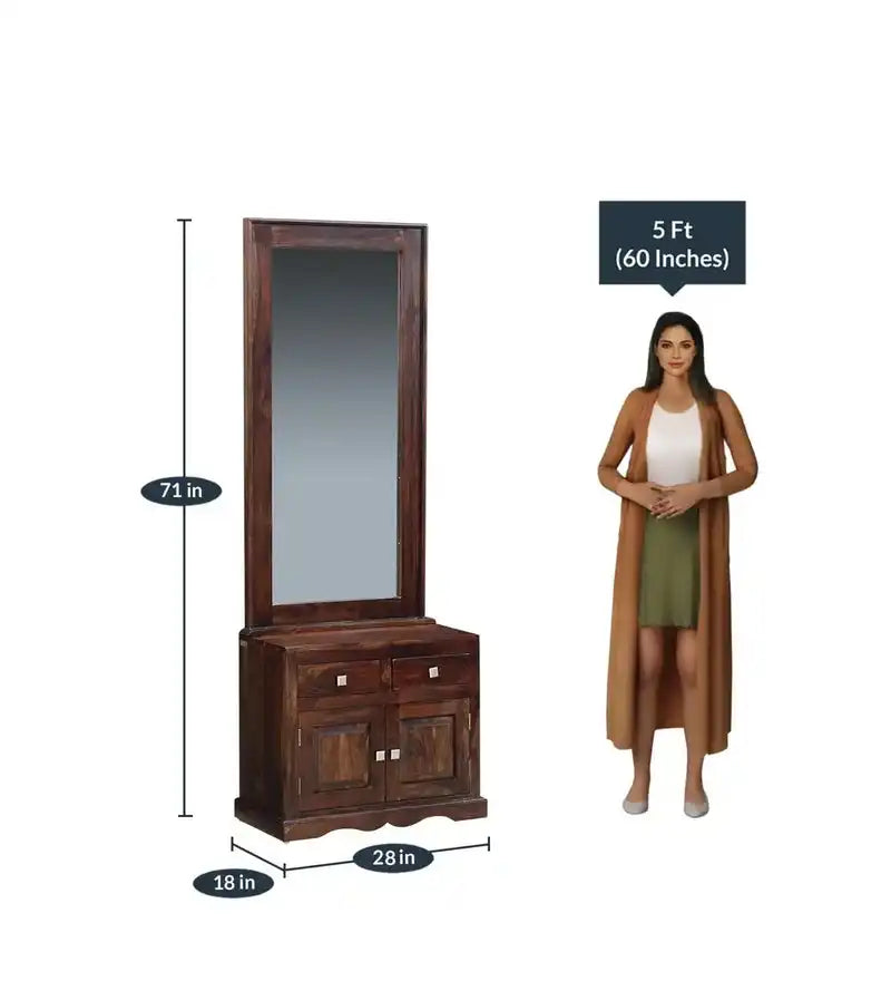 Handcrafted sheesham wood dressing table traditional wooden design