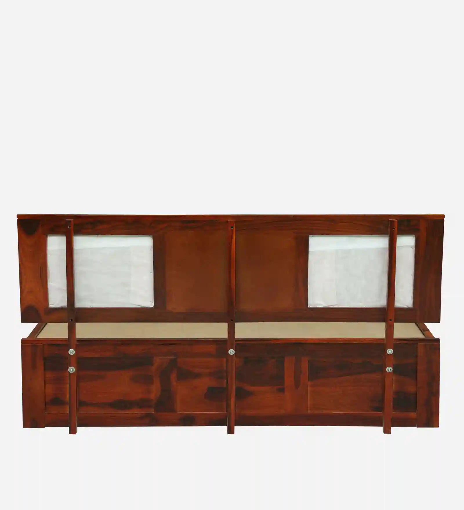 Handcrafted solid wood king size bed with storage