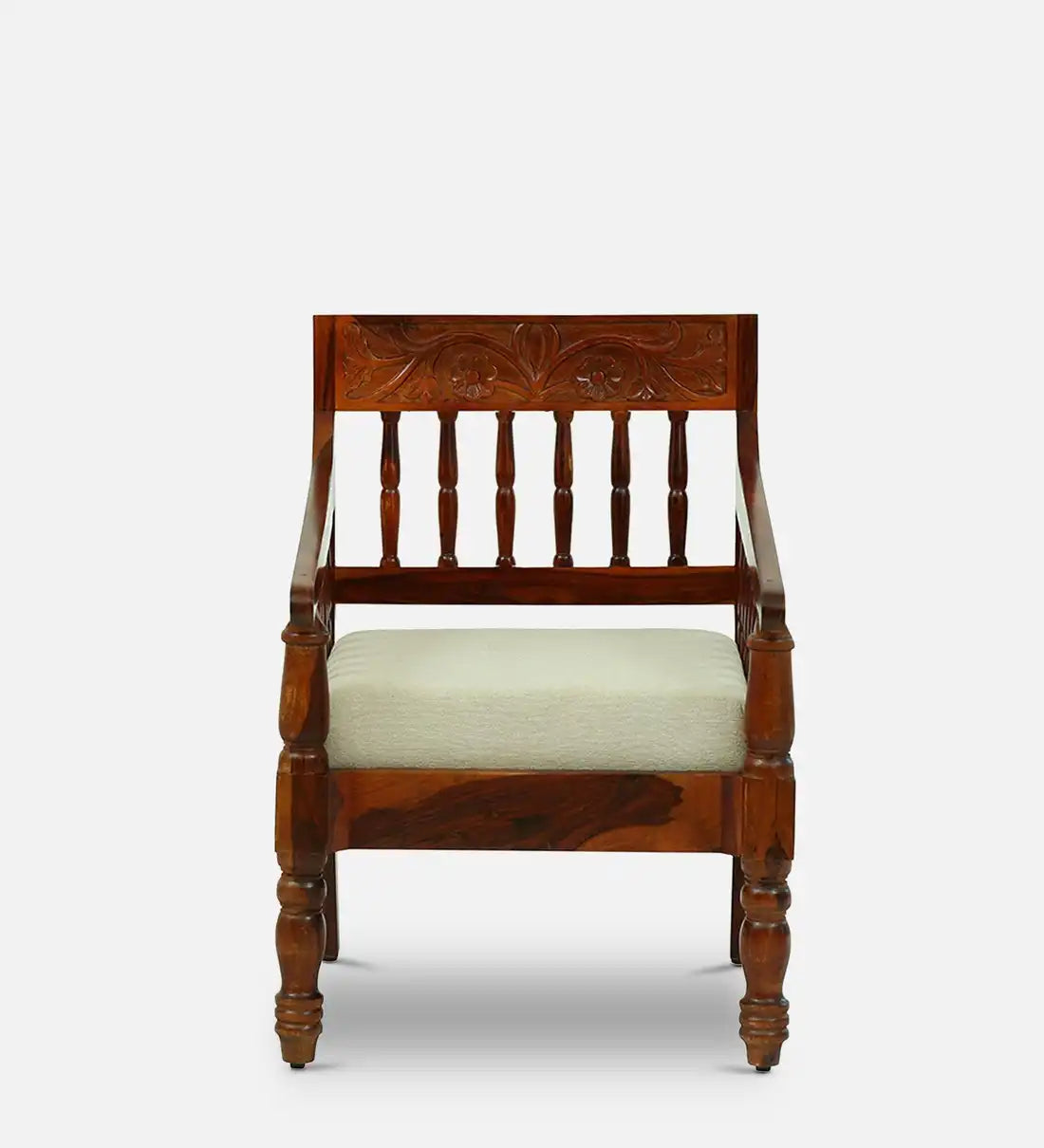 handcrafted solid wood sofa chair single seater traditional design