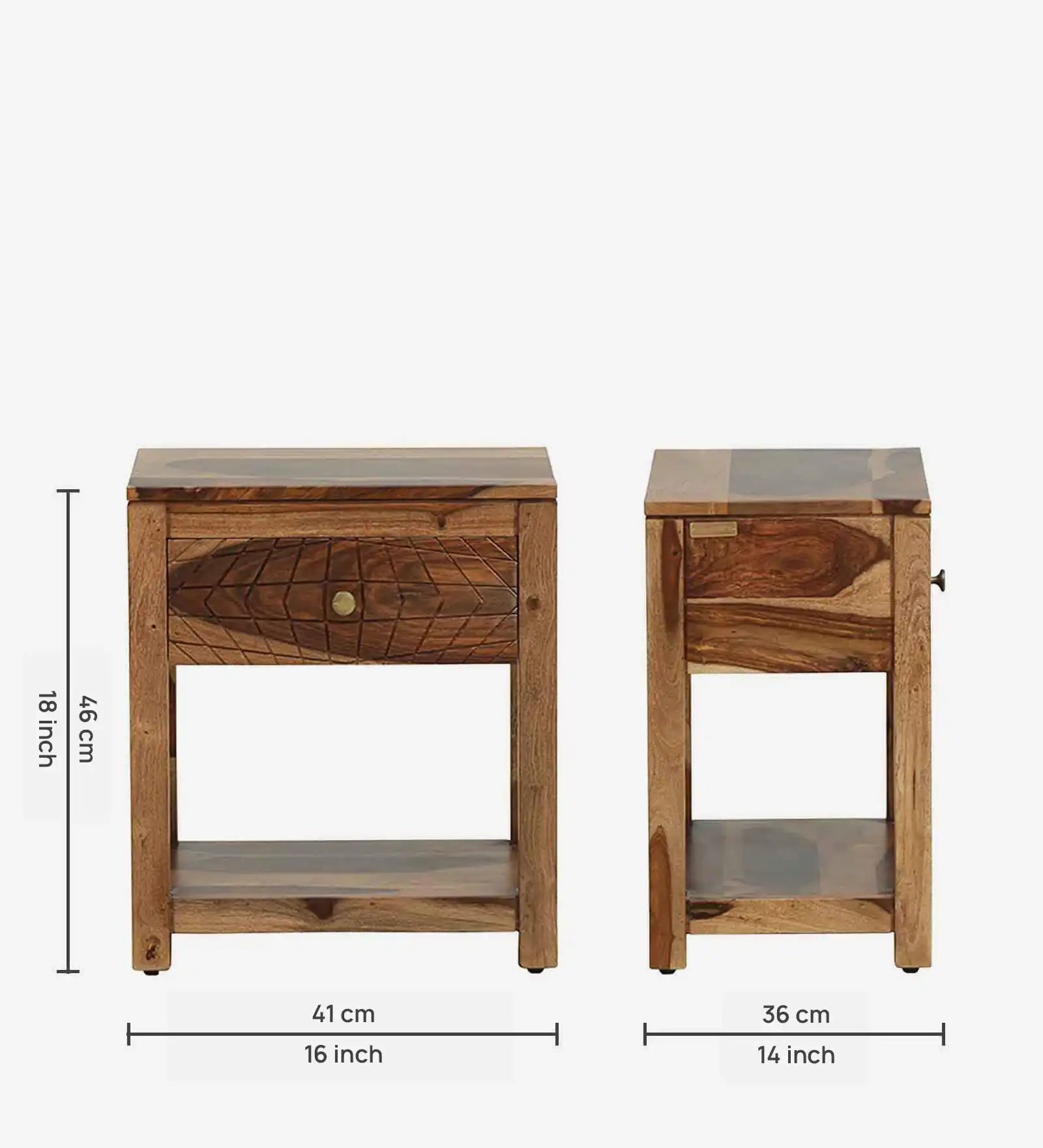 Harmonia bedside table solid wood compact nightstand design India