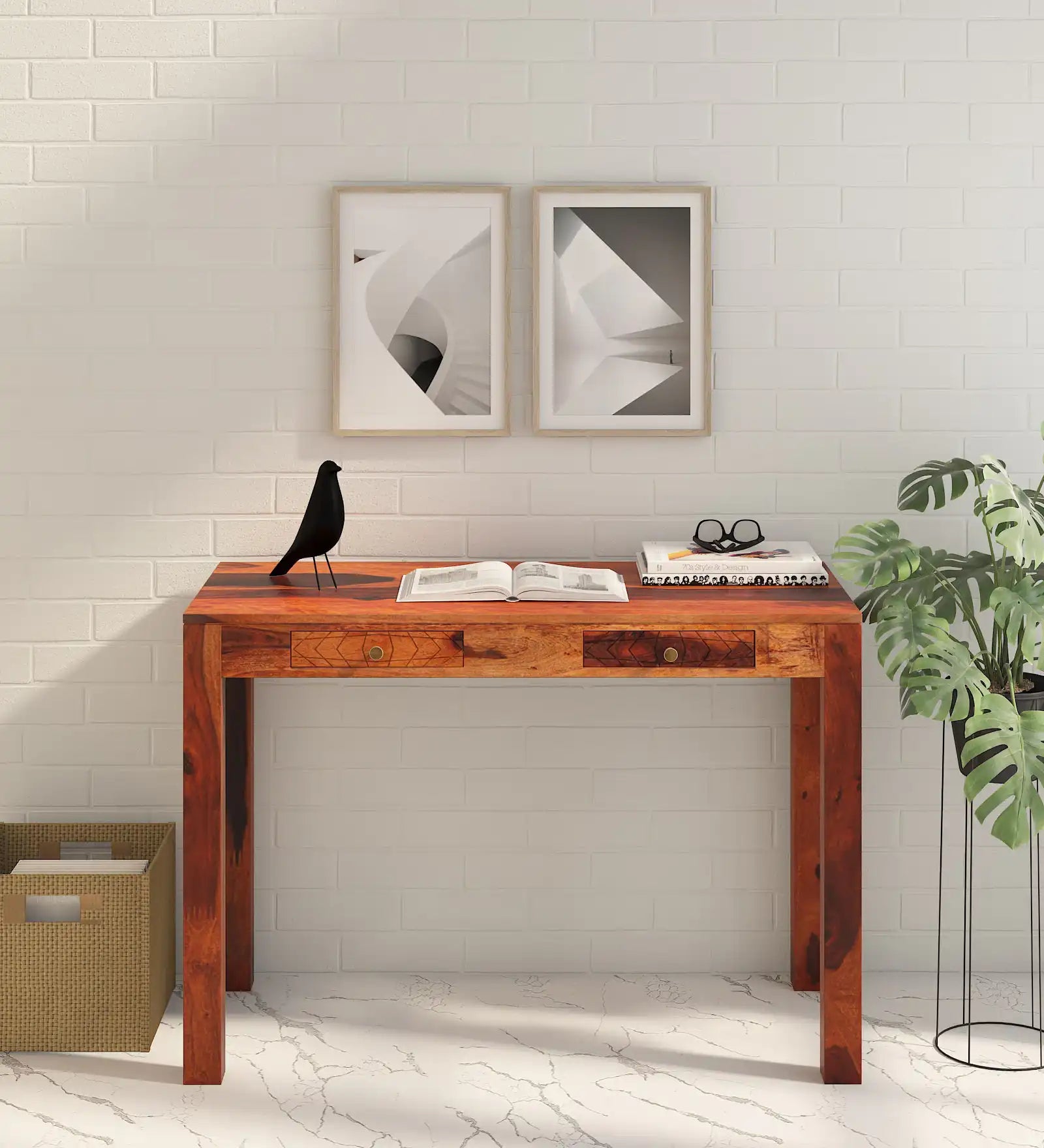 Harmonia sheesham wood study table solid wood writing desk for home office India