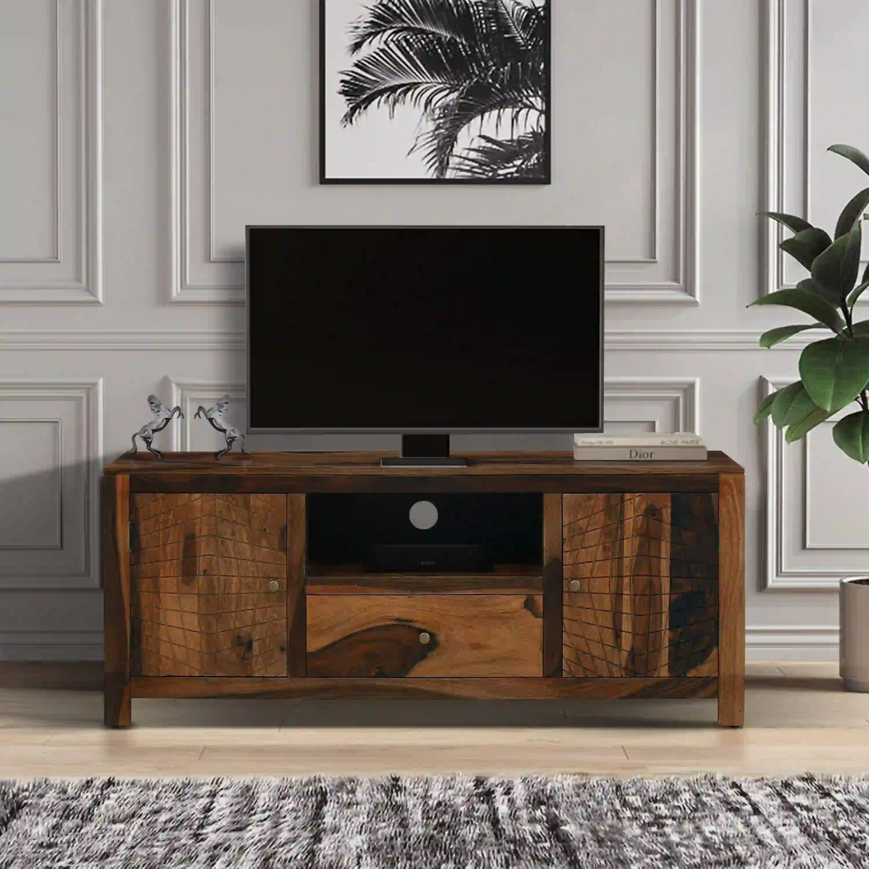 Harmonia sheesham wood tv console solid wood tv stand for living room India