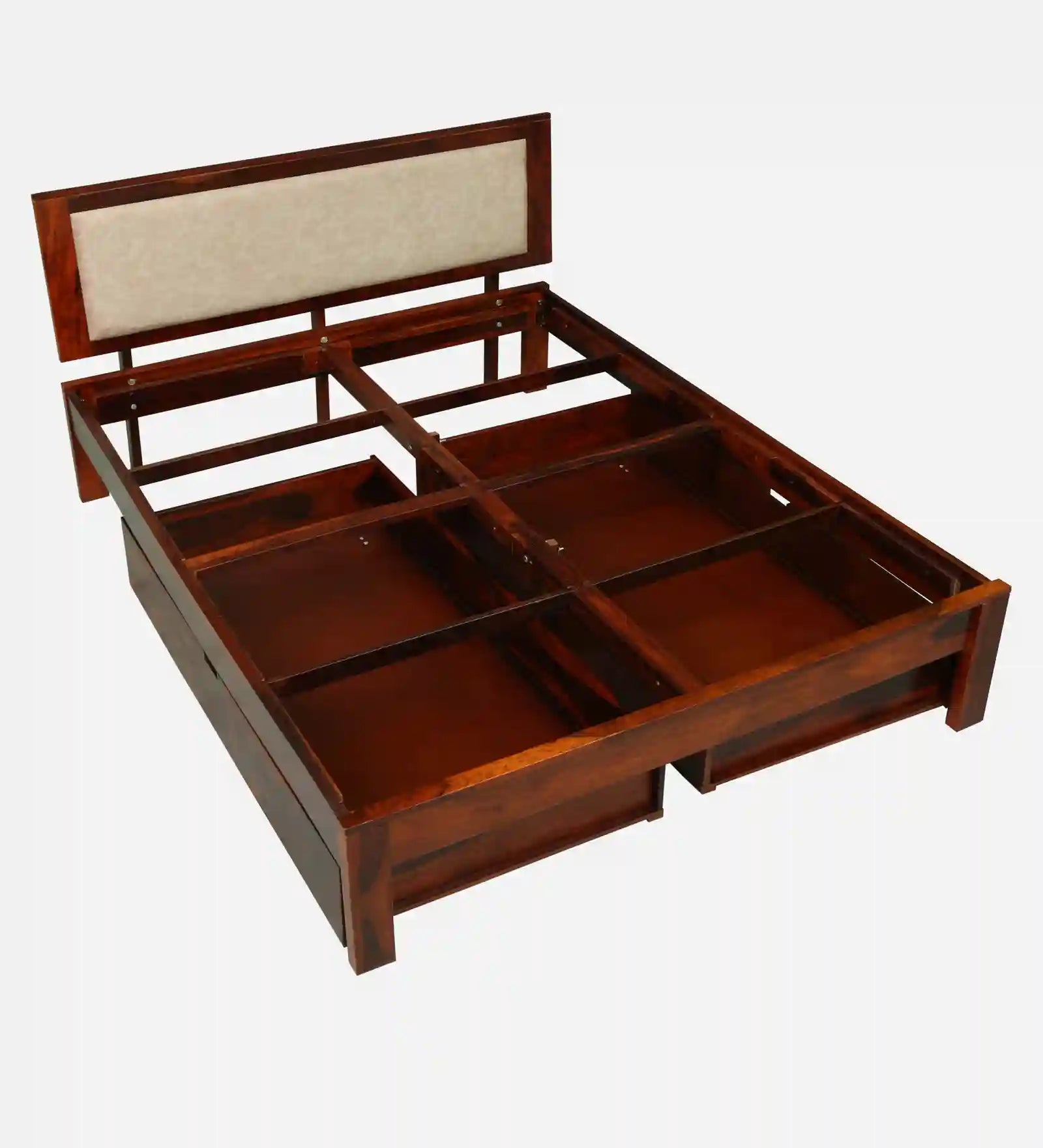 heesham wood headboard panel design king size drawer storage bed india