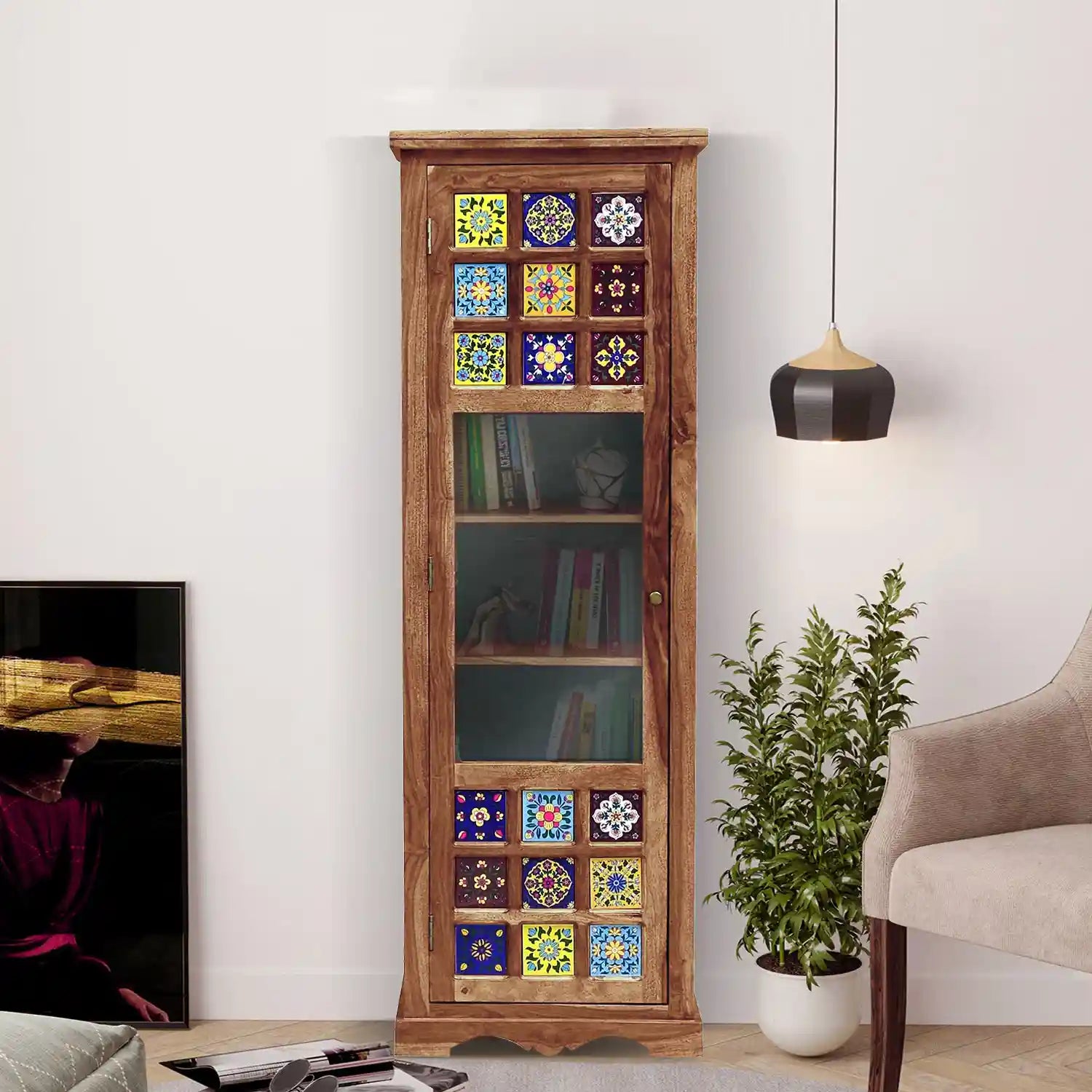 Heavy duty sheesham wood bookcase strong solid wood bookshelf