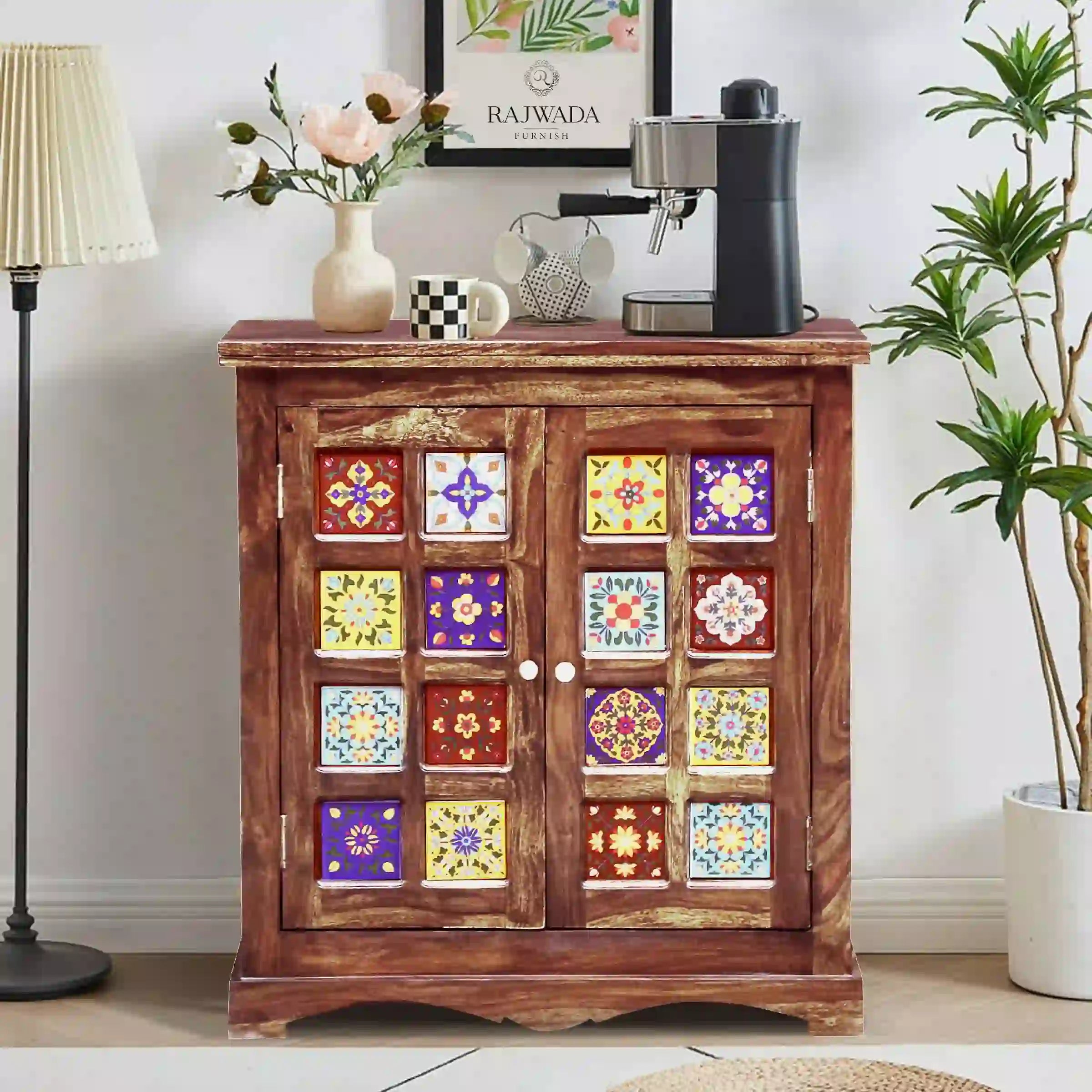 Home organizer cabinet sheesham wood storage solution solid furniture