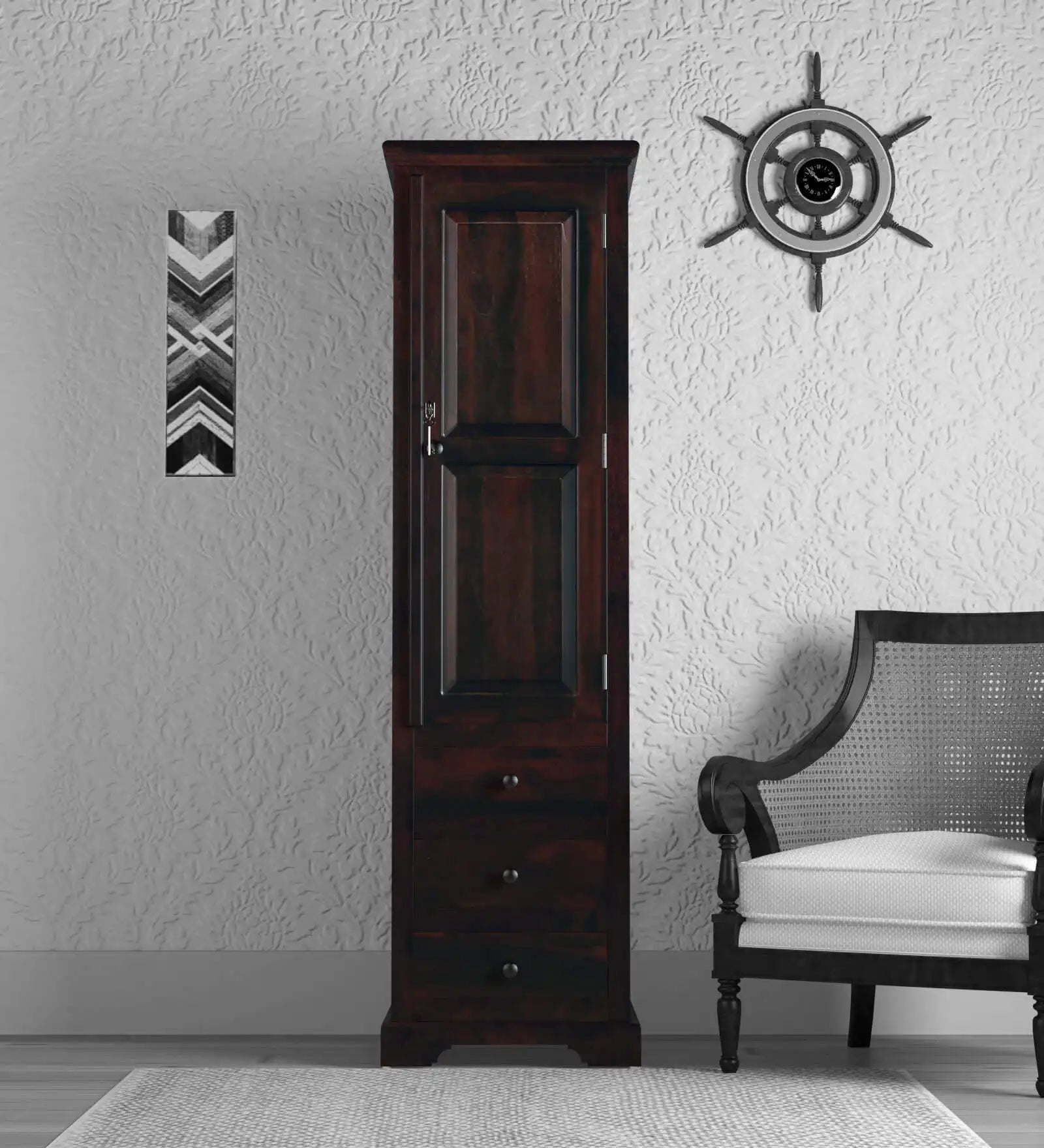 Kanishka bedroom wardrobe single door solid wood storage design India