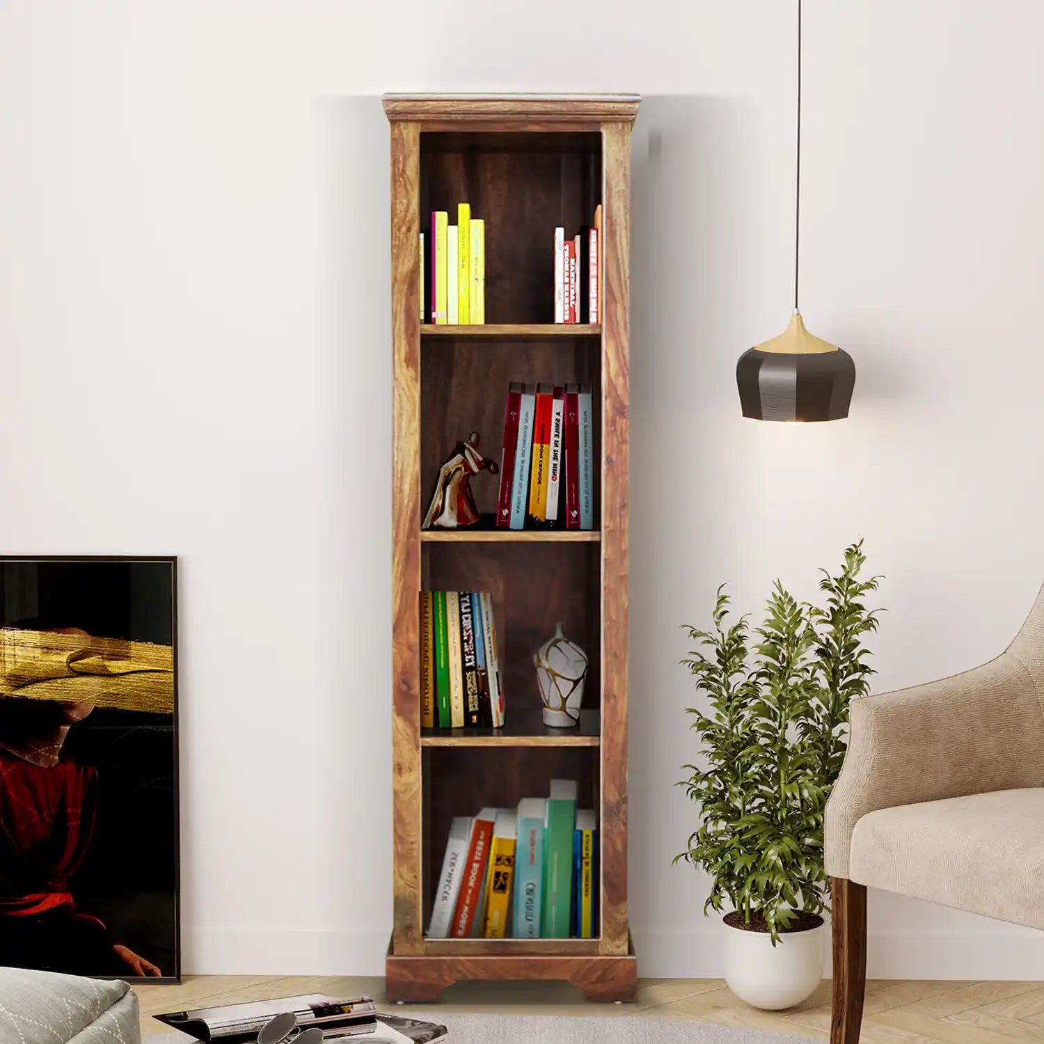 Kanishka open storage bookshelf solid sheesham wood home furniture