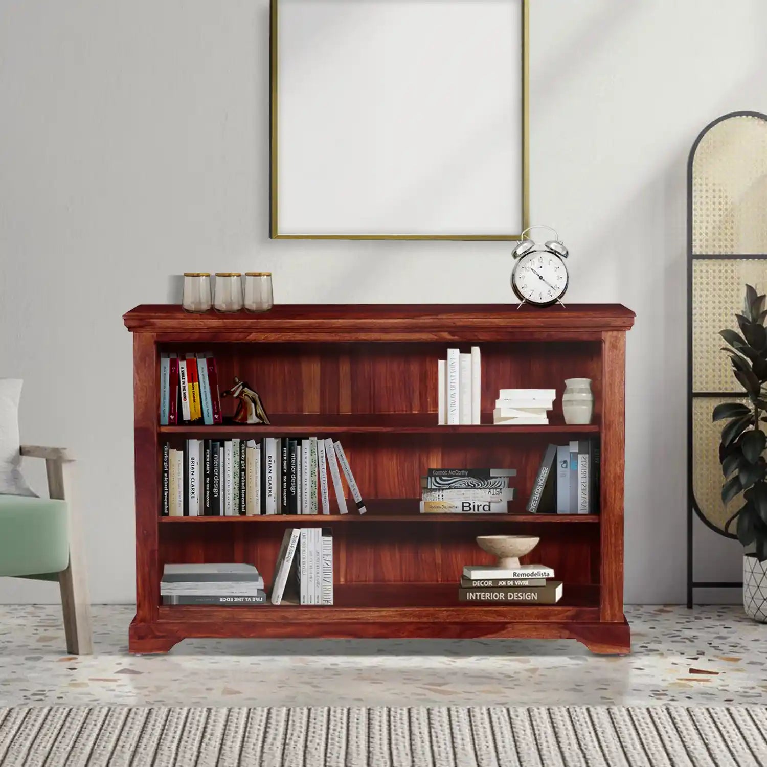 Kanishka sheesham wood bookshelf open shelves home storage furniture