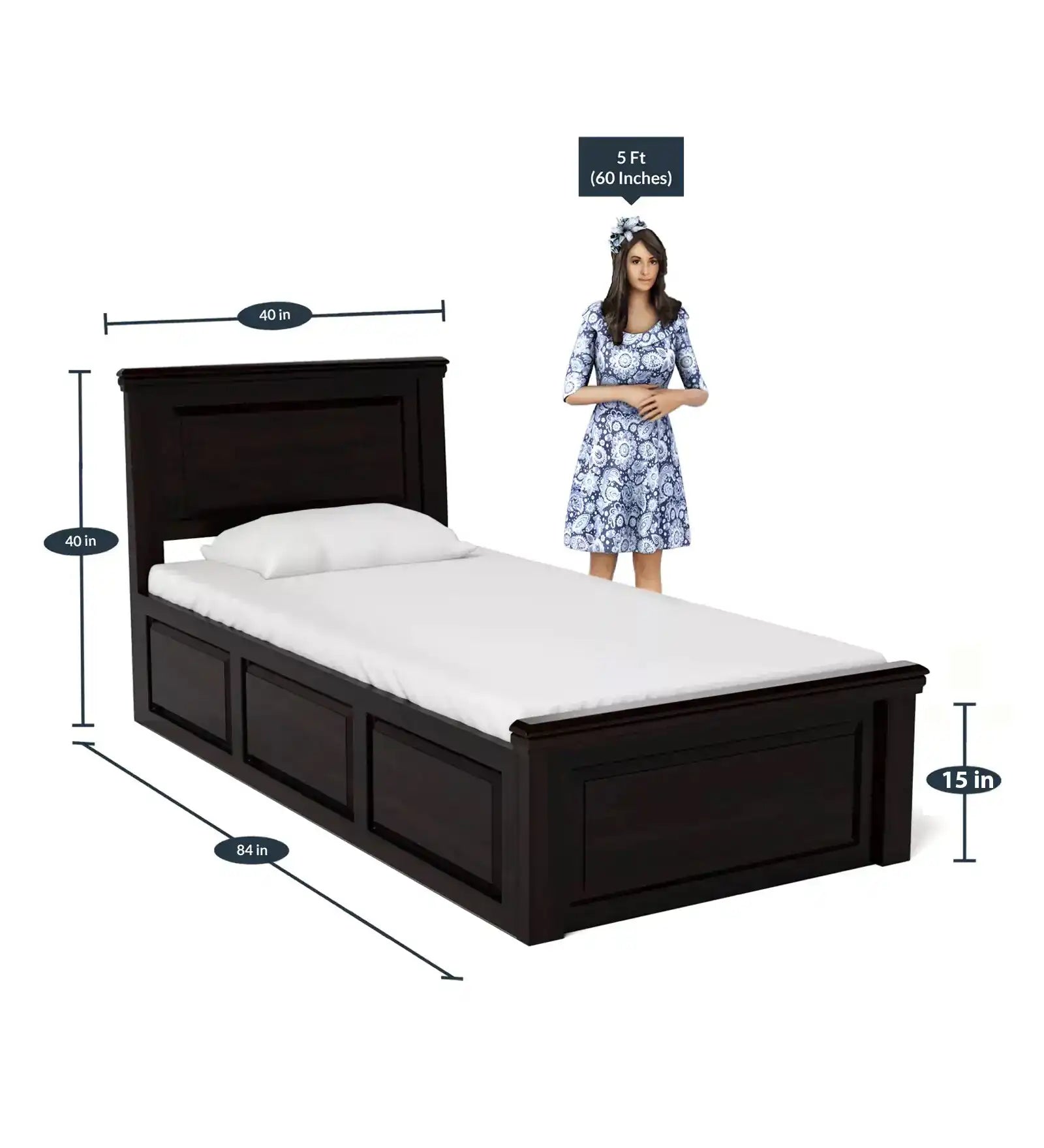 kanishka solid wood single bed styled in modern bedroom setup premium interior look
