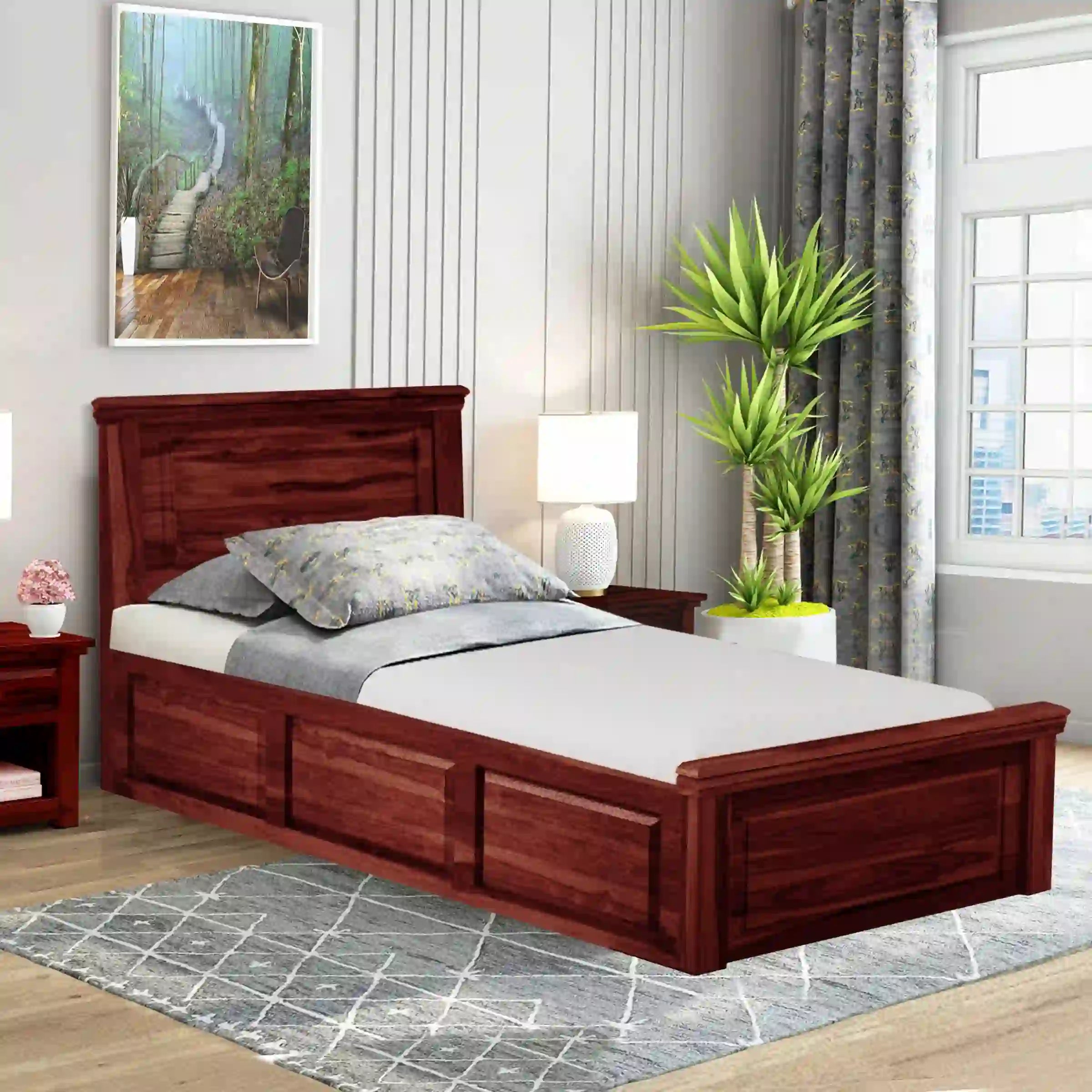 kanishka solid wood single bed minimal modern wooden bed design without storage