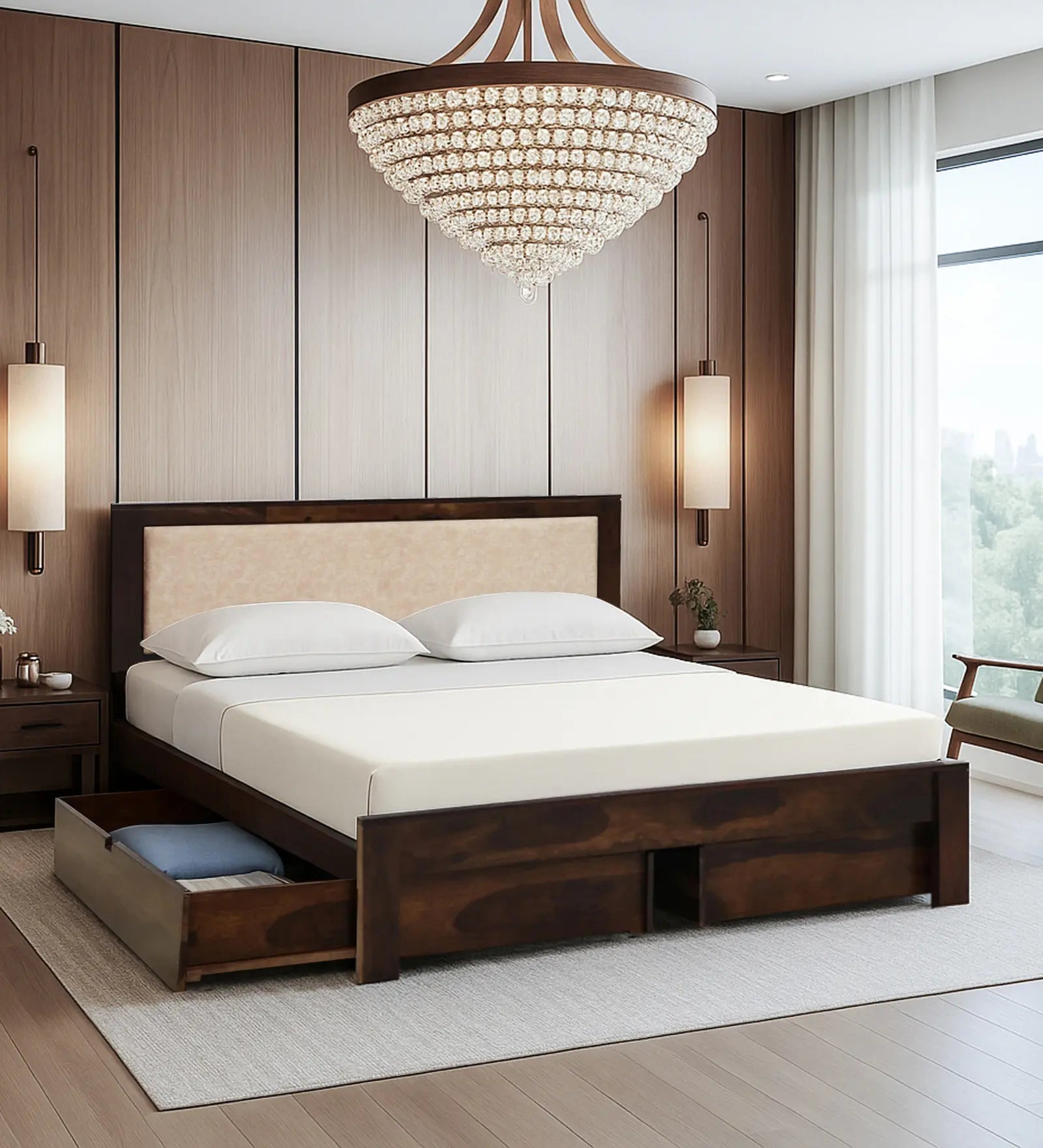 kashtha sheesham wood queen size drawer storage bed frame style wooden bed india