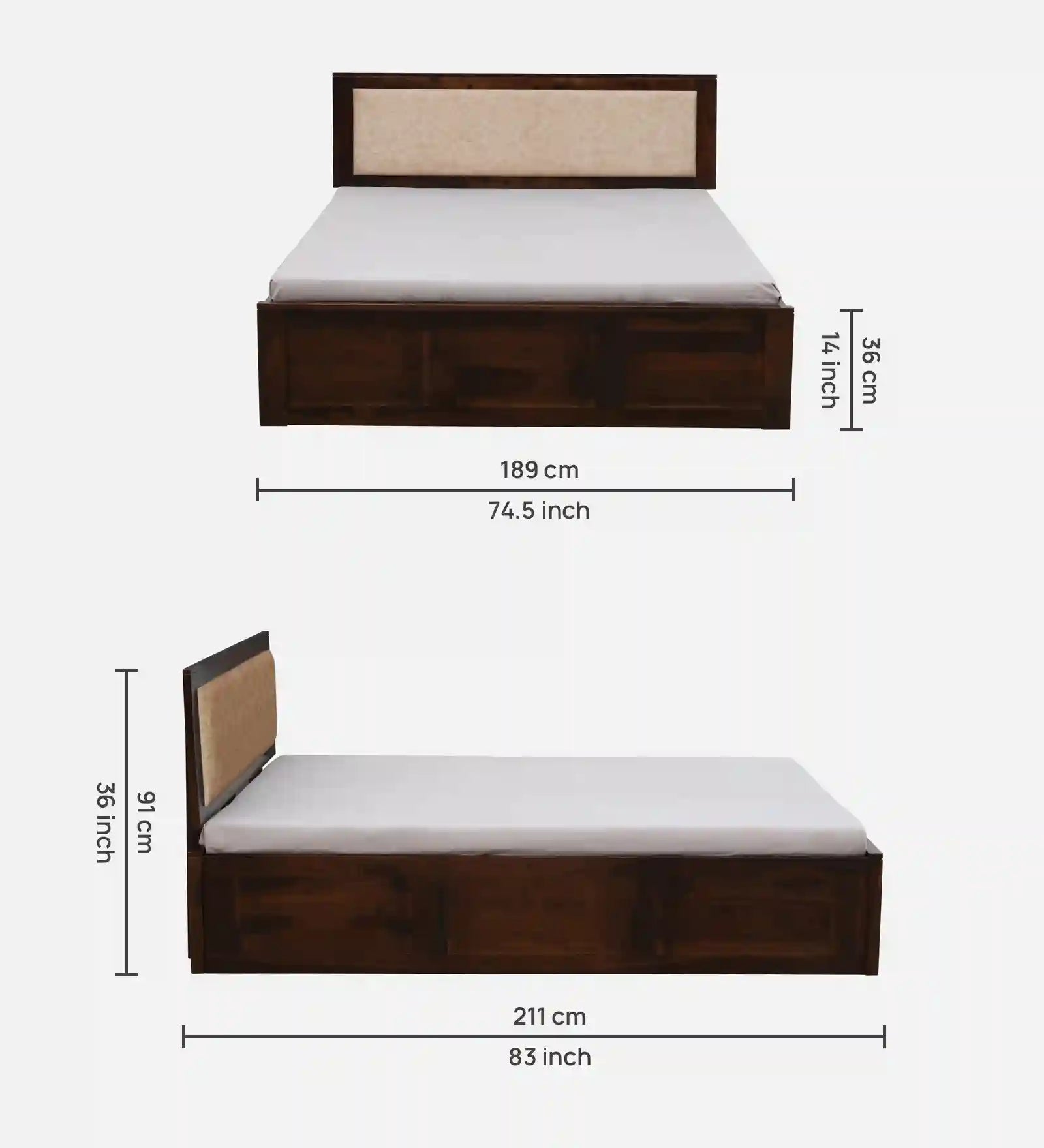 Kashtha sheesham wood king size bed with box storage durable design