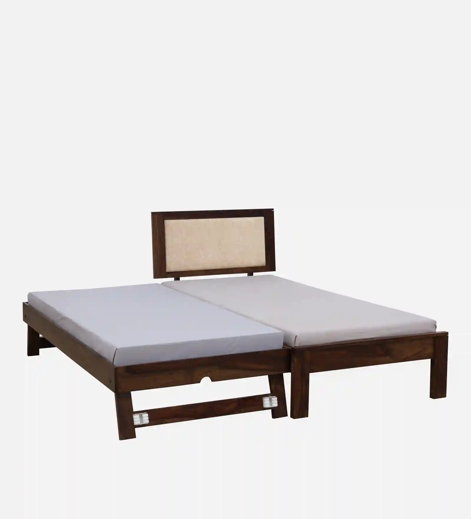 Kashtha solid wood bed with trundle clean modern wooden bed India