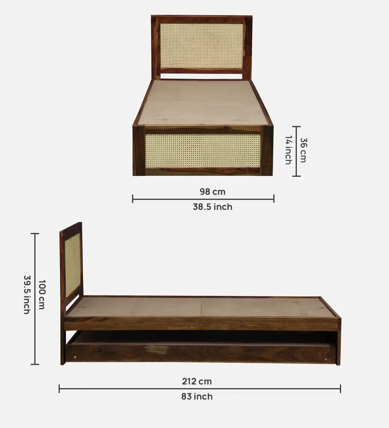 Kashtha solid wood trundle bed single size modern furniture India