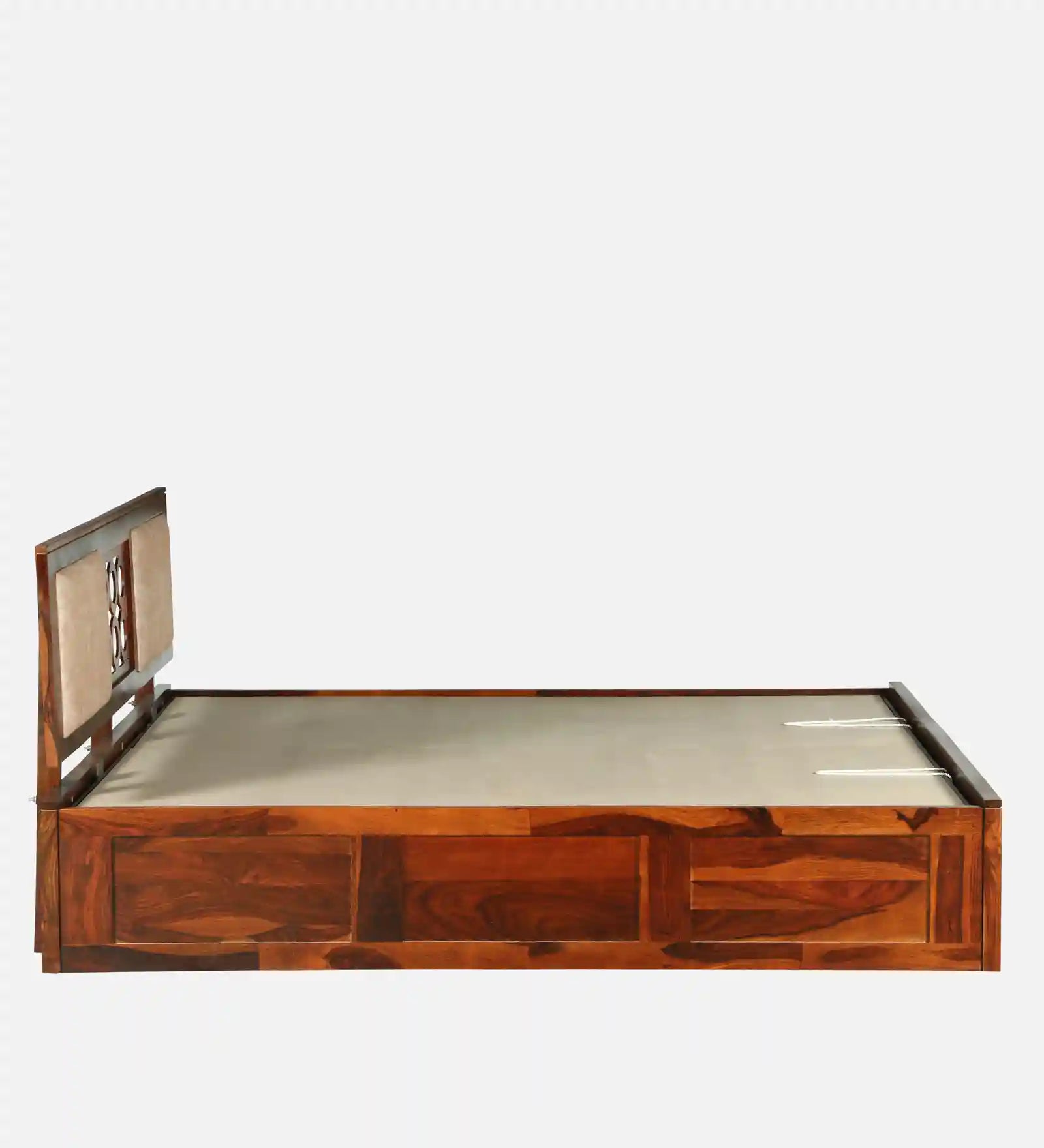 hydraulic lift storage bed mechanism open view sheesham wood queen bed india
