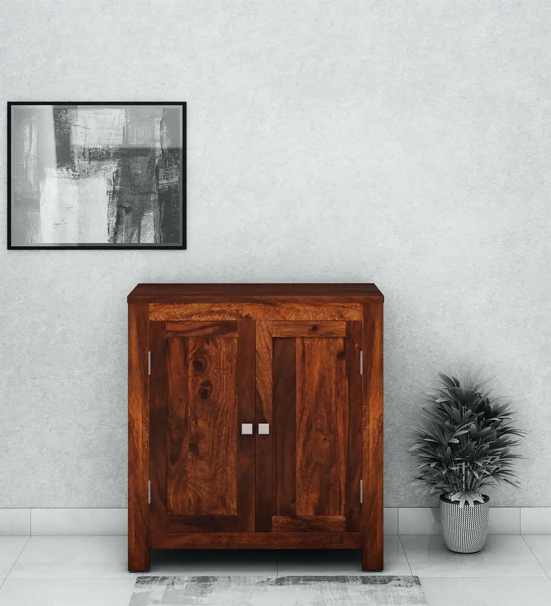 Liza solid wood shoe rack sheesham footwear storage cabinet for entryway India