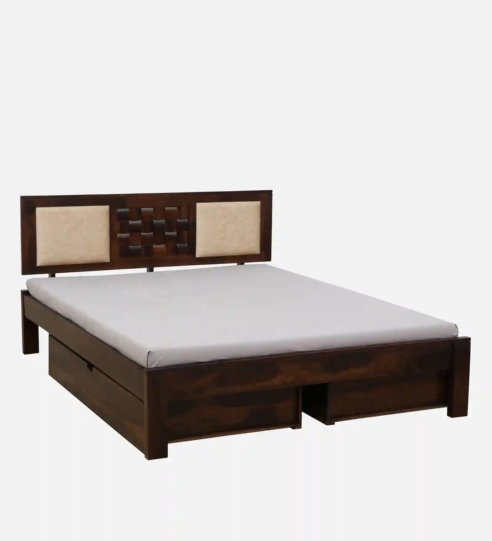solid sheesham wood drawer bed side frame queen size storage bed india