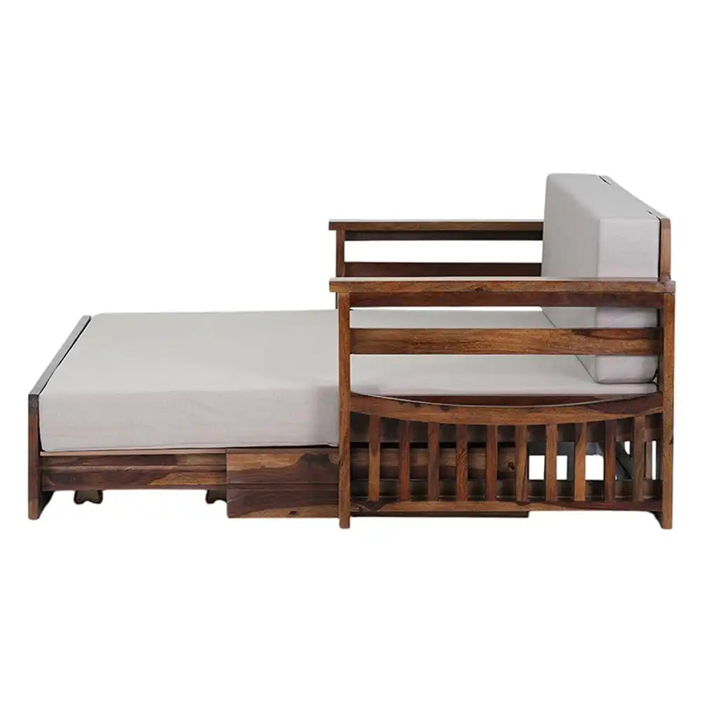 Luxury solid sheesham sofa cum bed convertible storage home style