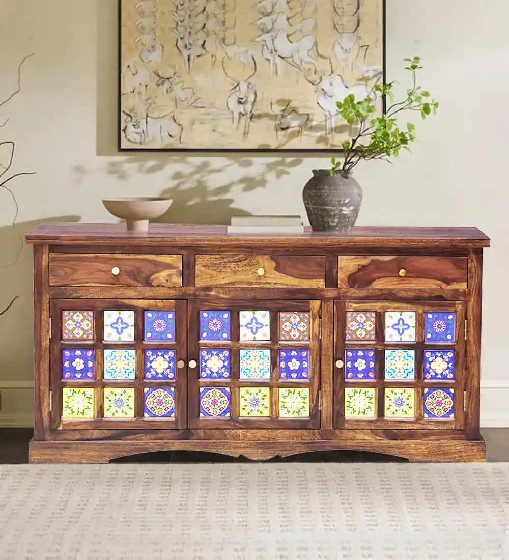 Luxury solid wood sideboard sheesham storage cabinet home India