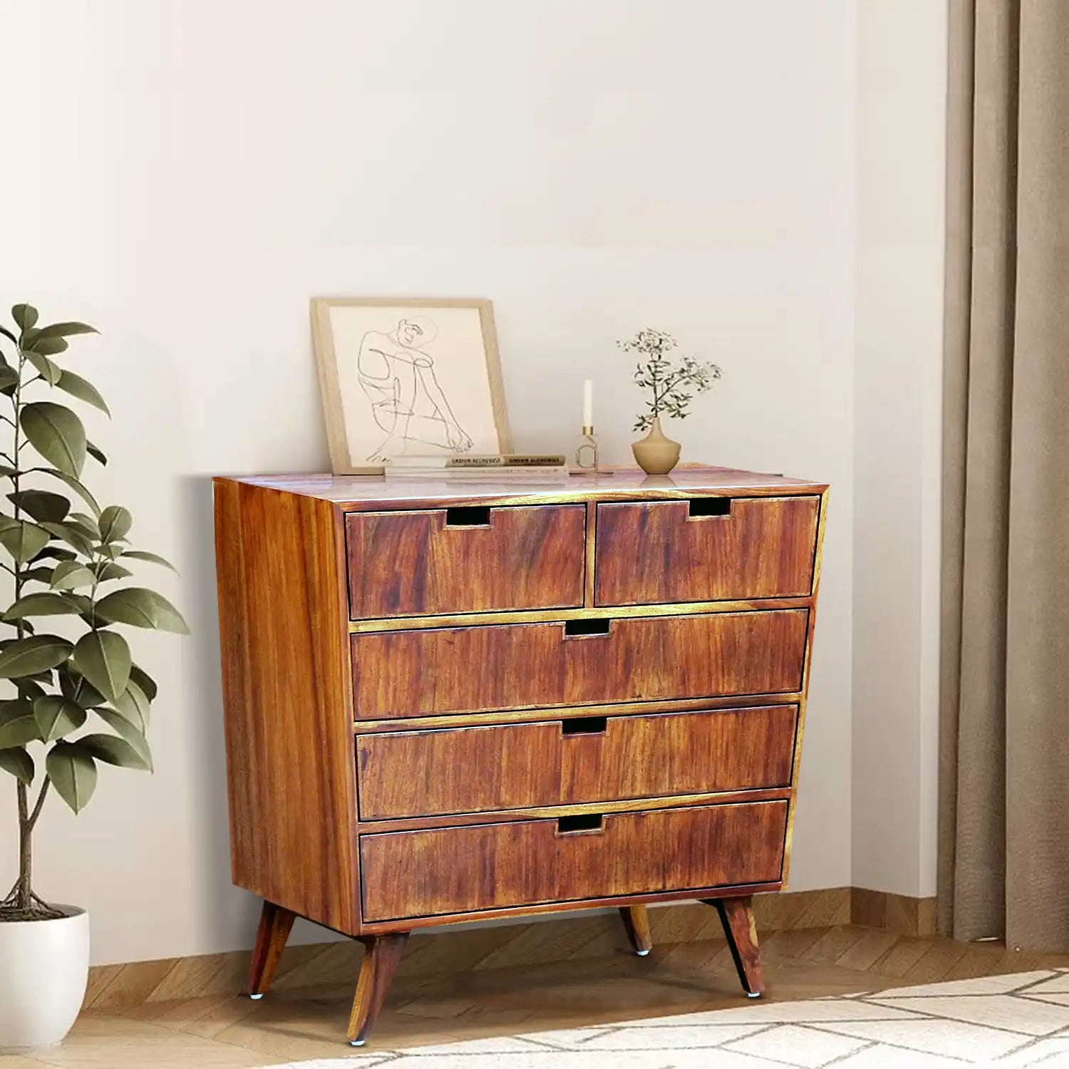 Mario compact bedroom drawer storage unit solid wood furniture