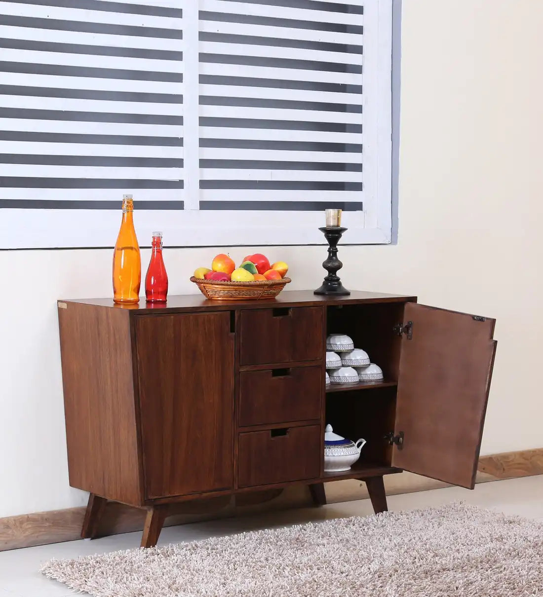 Mario wood console storage unit solid sheesham drawer furniture home