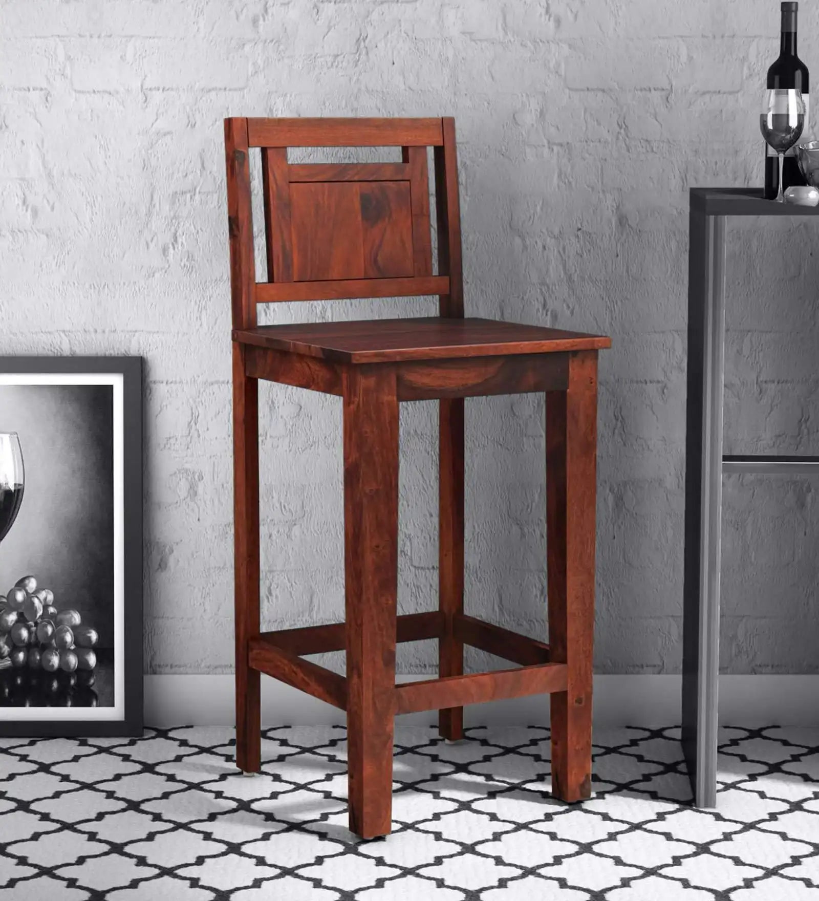 Modern bar chair in sheesham wood for home interior styling