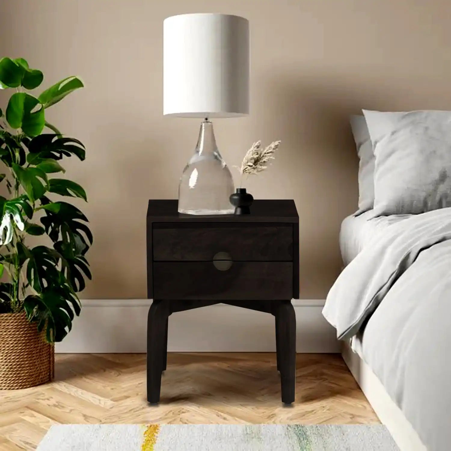 Modern sheesham bedside table Tulsi wooden nightstand India