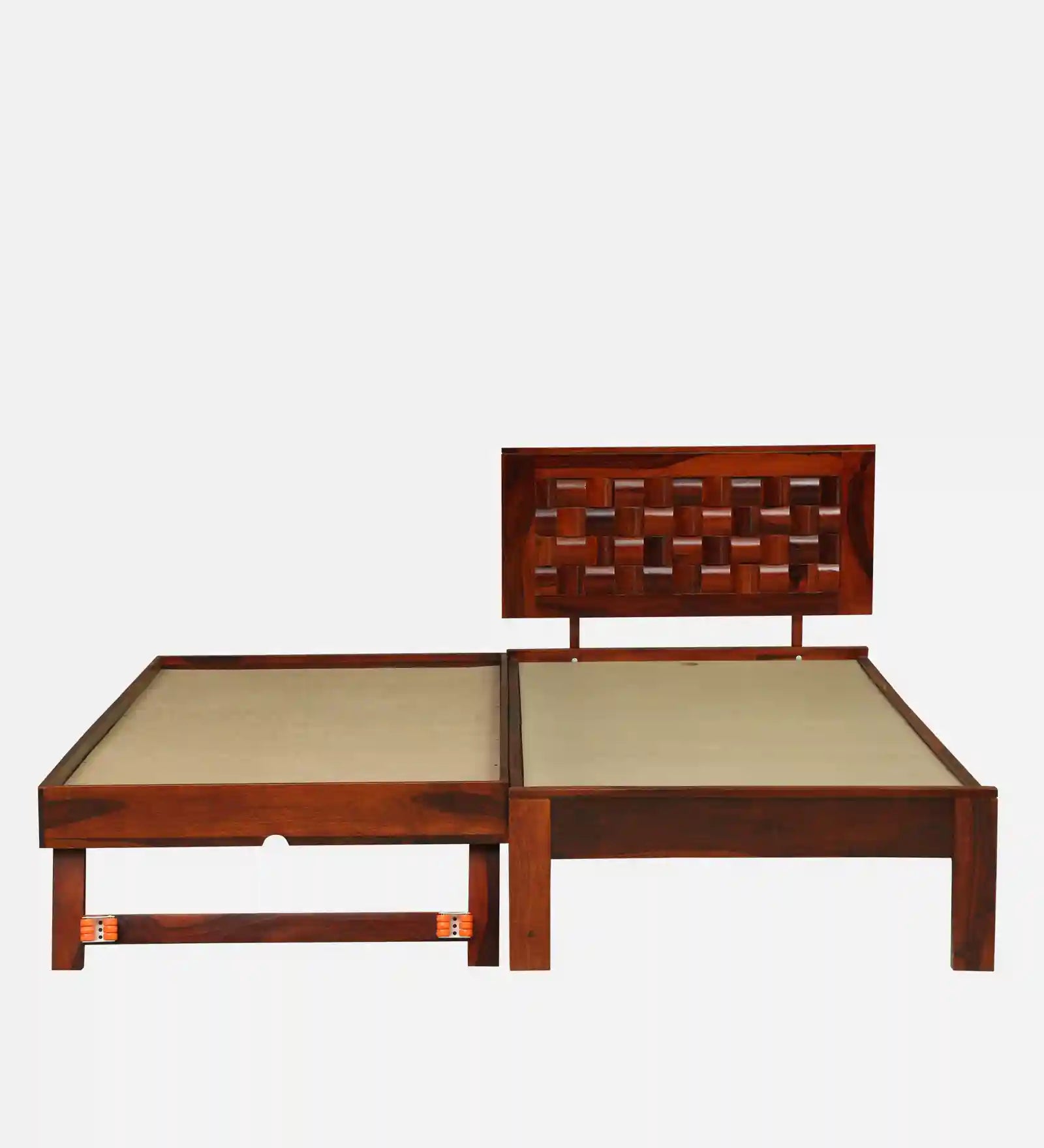Modern sheesham single bed with trundle Nivasa solid wood bed India