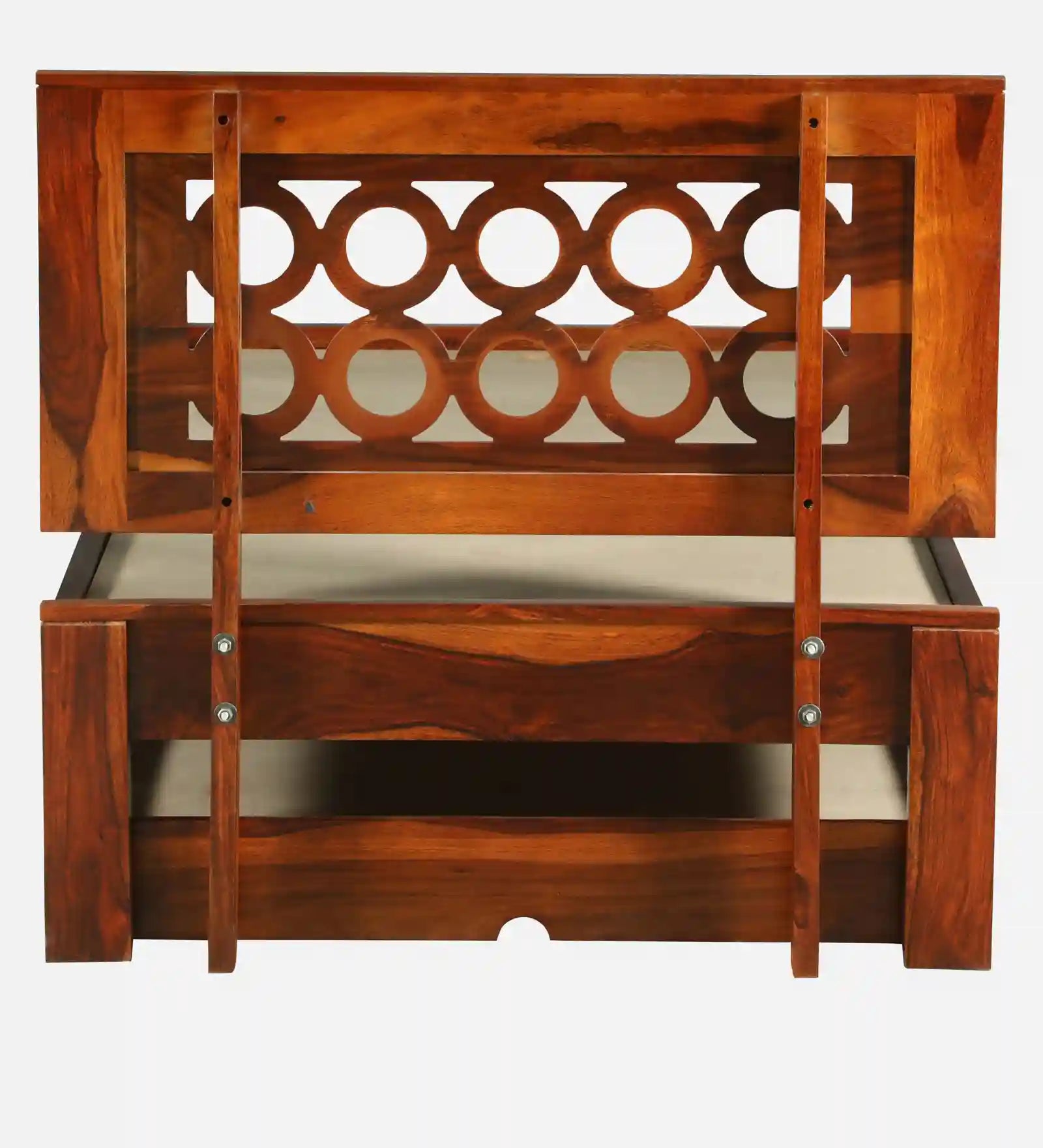 Modern sheesham single bed with trundle Vainika solid wood bed India