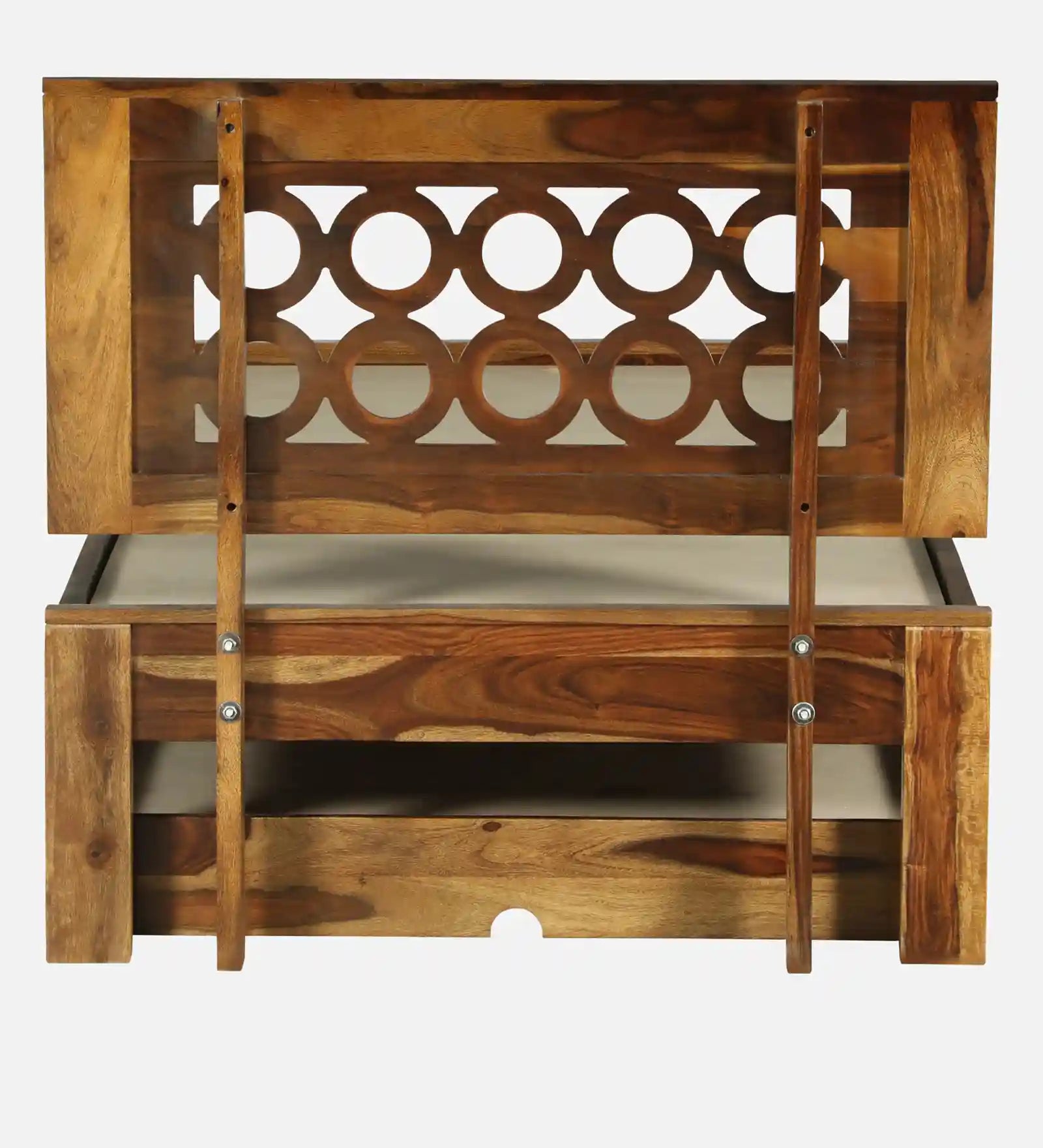 Modern sheesham single bed with trundle Vainika solid wood bed India