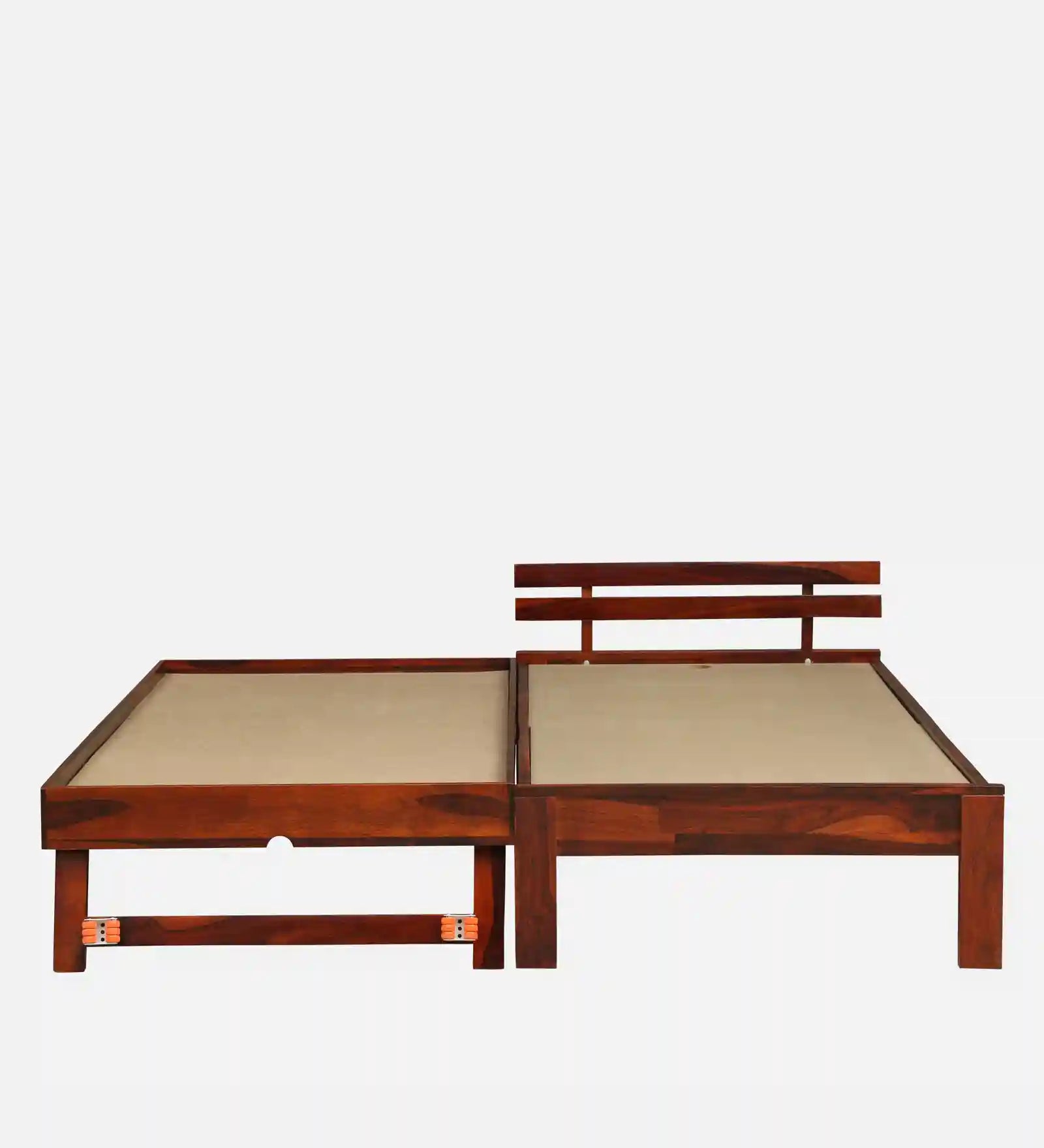 Modern sheesham single bed with trundle Vriksha solid wood bed India