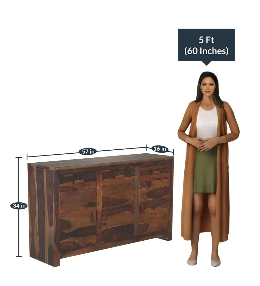 Modern sheesham wood sideboard cabinet storage unit living space