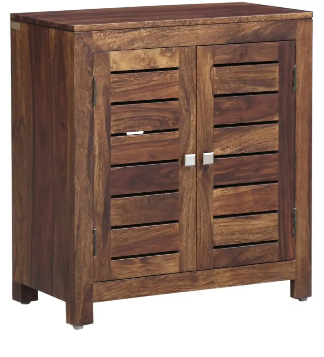 Wooden footwear storage cabinet with closed design for dust free shoe organization