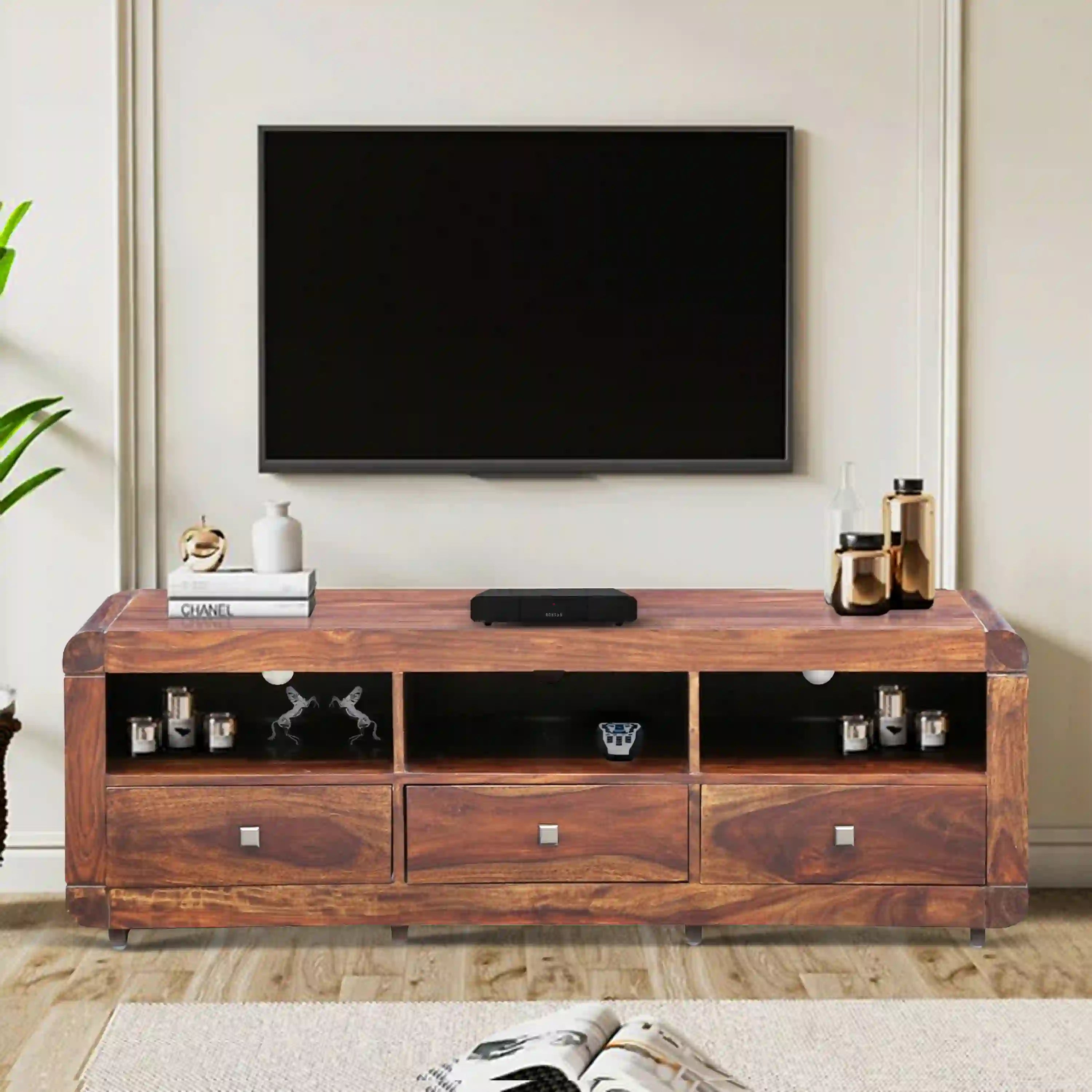Modern solid wood tv unit sheesham tv stand Ontario for home