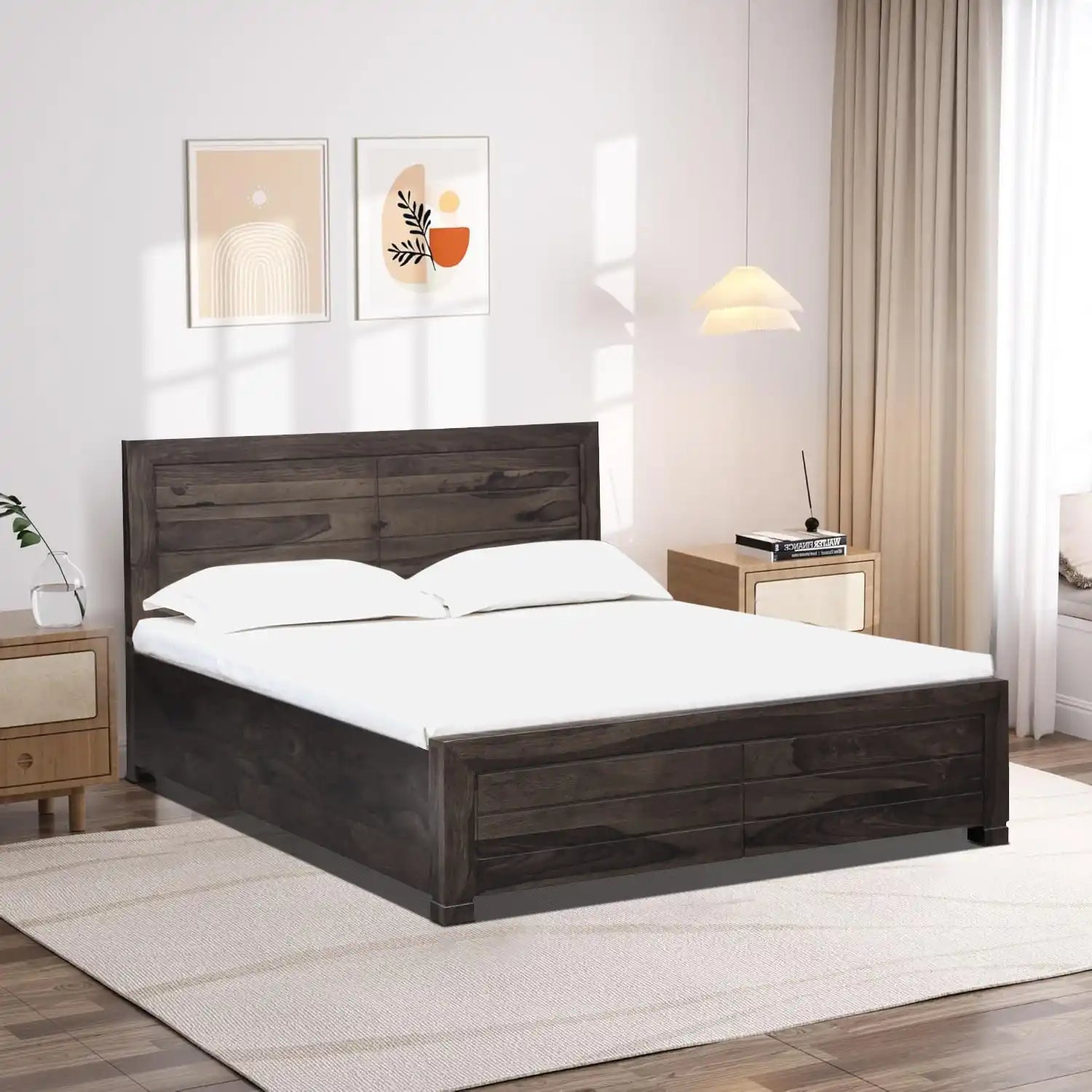 Moscow queen size bed storage box solid wood home use