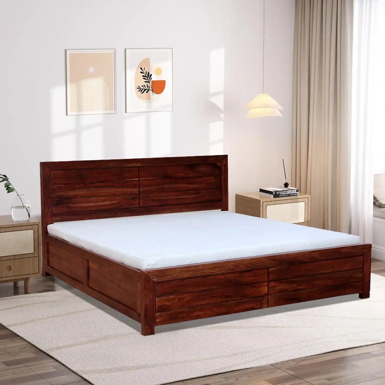 moscow indian rosewood bed walnut finish queen size hydraulic storage bed india