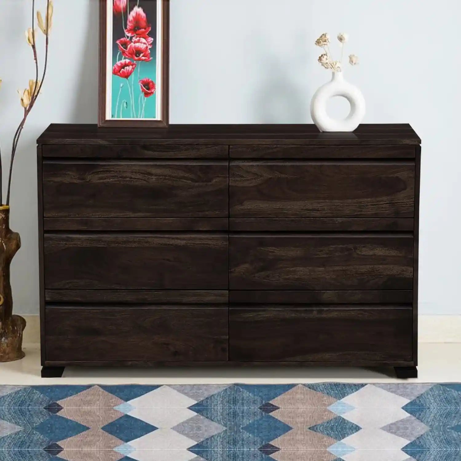 Moscow handcrafted solid wood chest of drawers made from sheesham wood