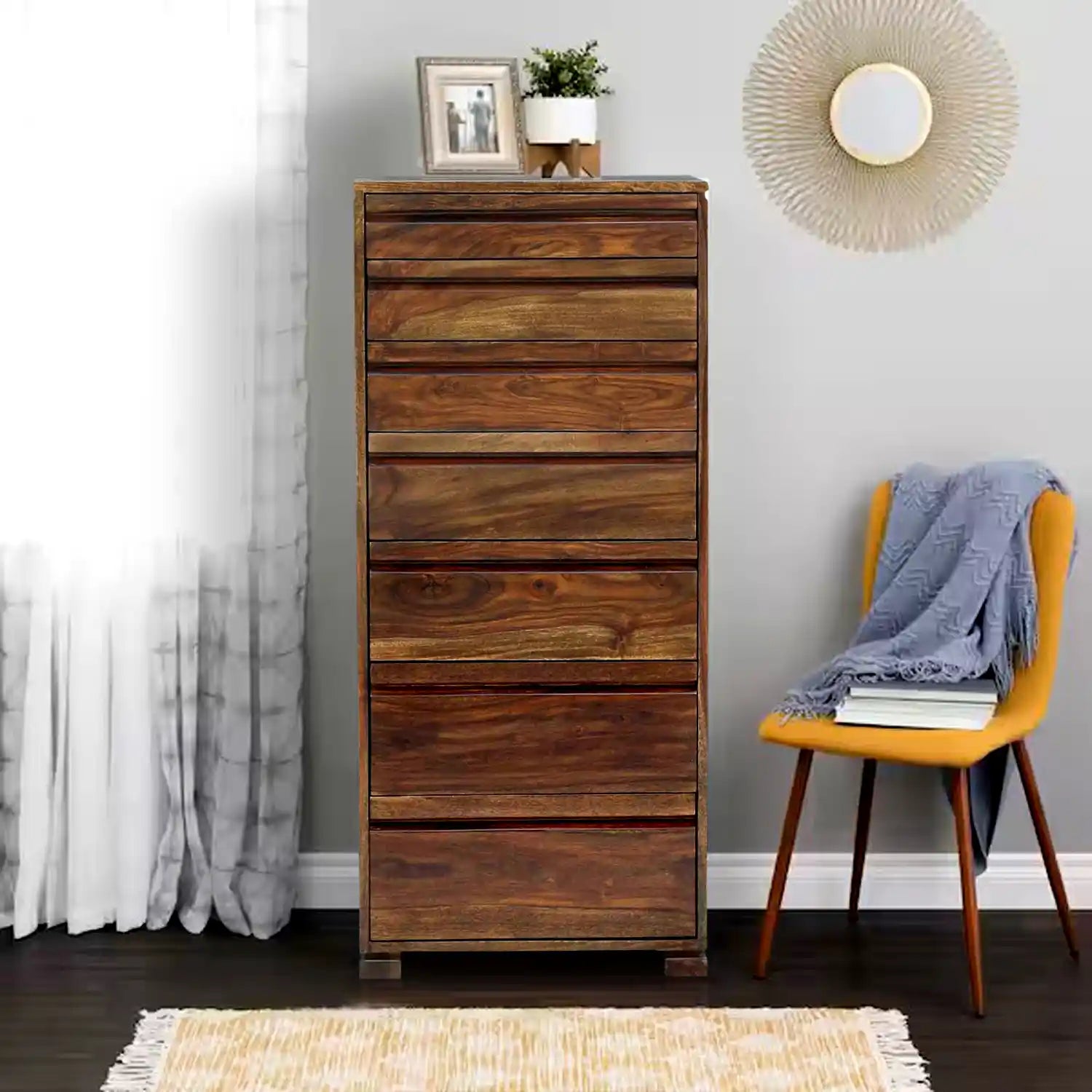 Moscow solid wood chest of drawers sheesham wood storage unit for bedroom India
