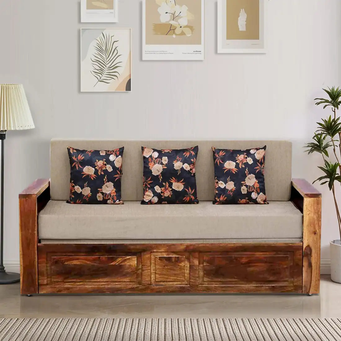 Multi functional Capri sofa cum bed sheesham wood furniture unit