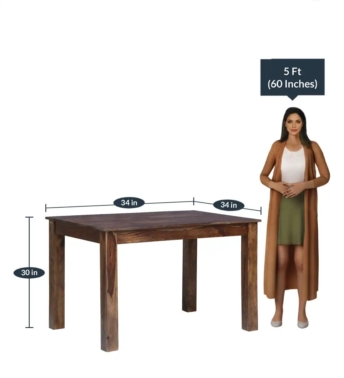 Natural finish Peter dining set four seater simple modern dining setup