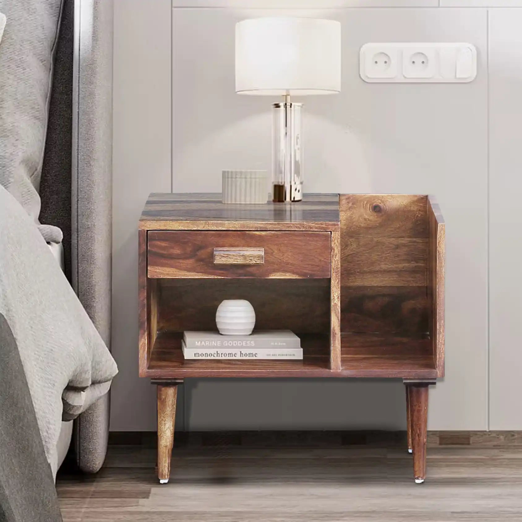 Nexo nightstand wooden bedside table clean modern style India
