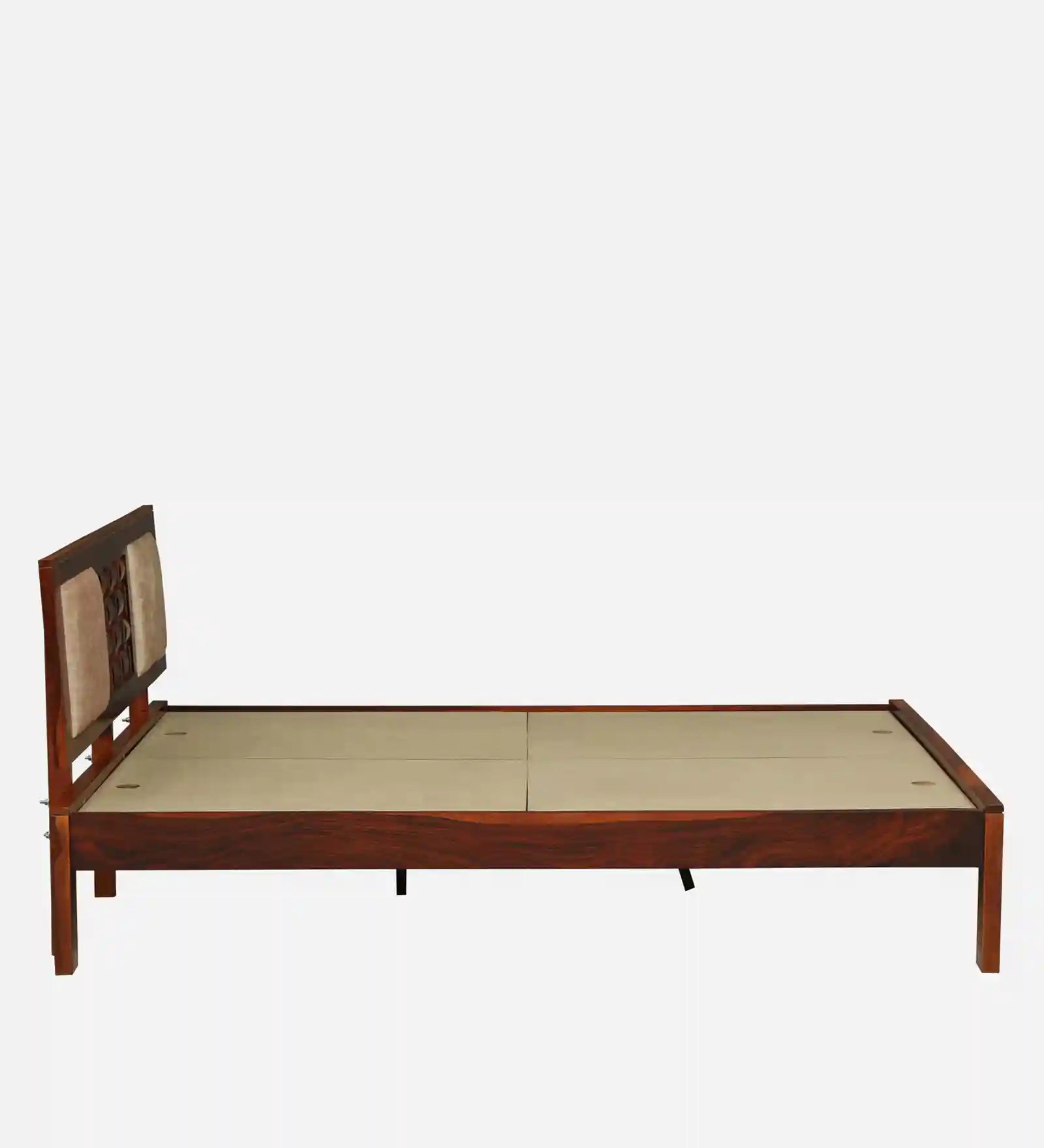 nivasa solid wood king size bed side view without storage modern bedroom furniture