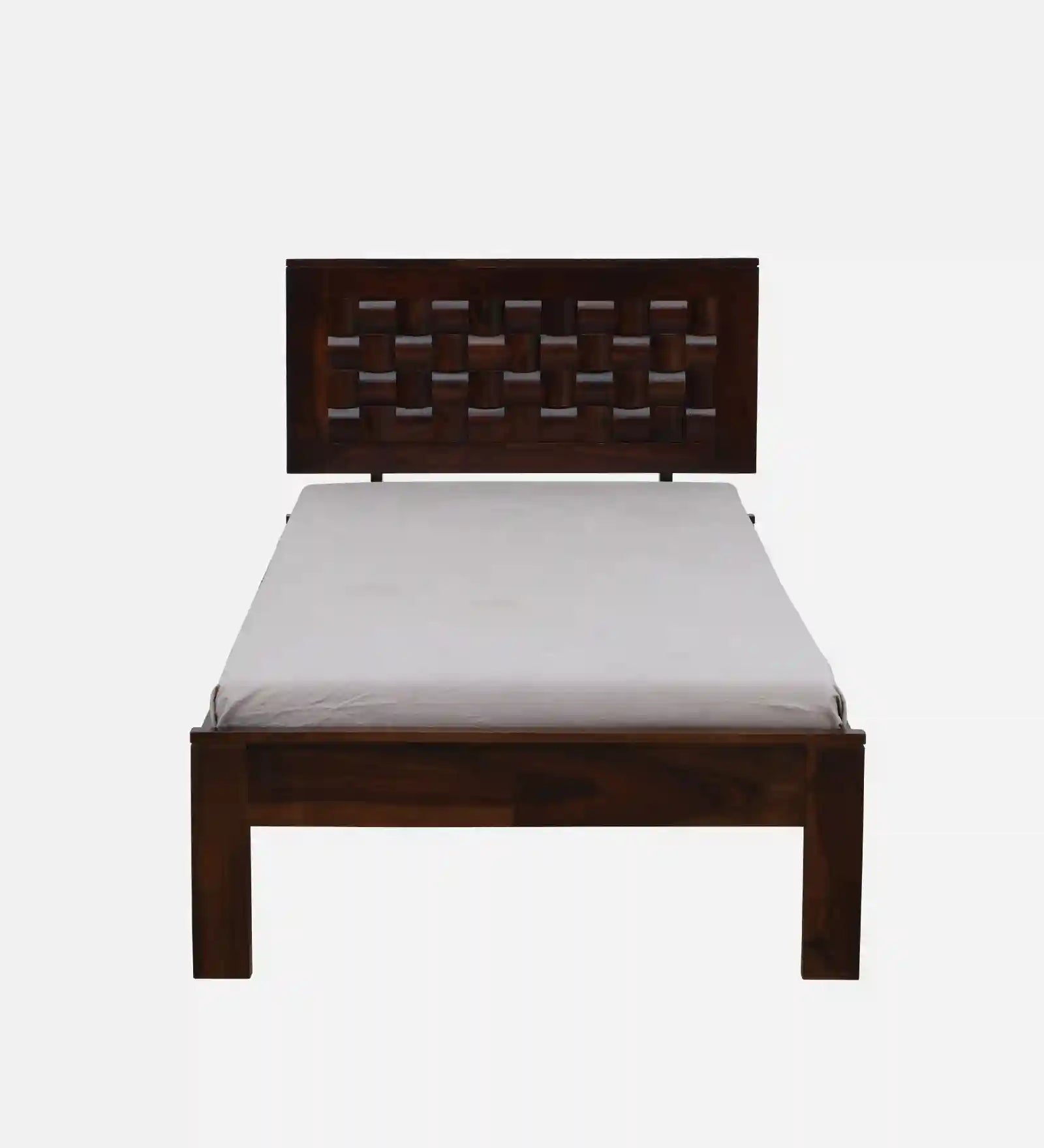 Nivasa solid wood single bed clean design wooden bed frame India