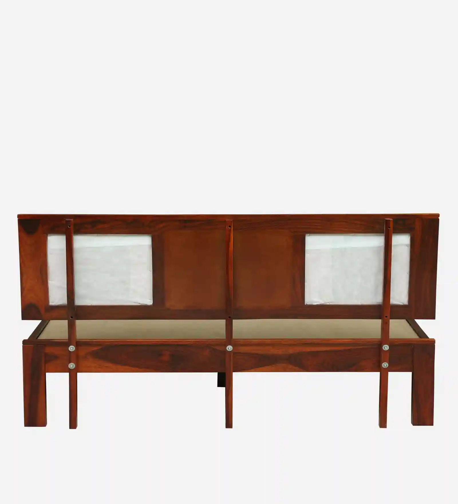 nivasa solid wood king size bed without storage styled in modern bedroom setup