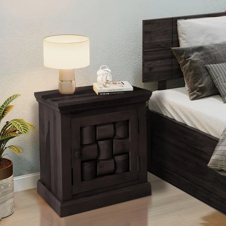 Niware nightstand wooden bedside table clean modern style India